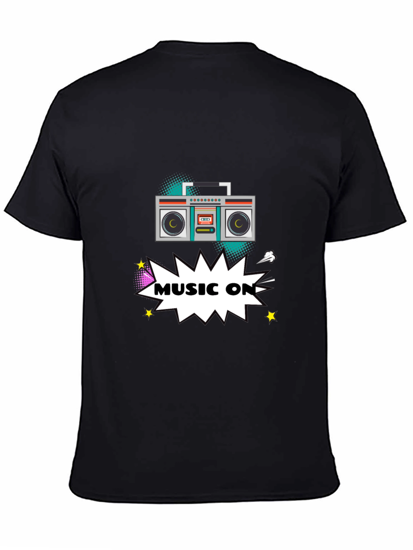 Retro Boombox Music On Graphic T-Shirt