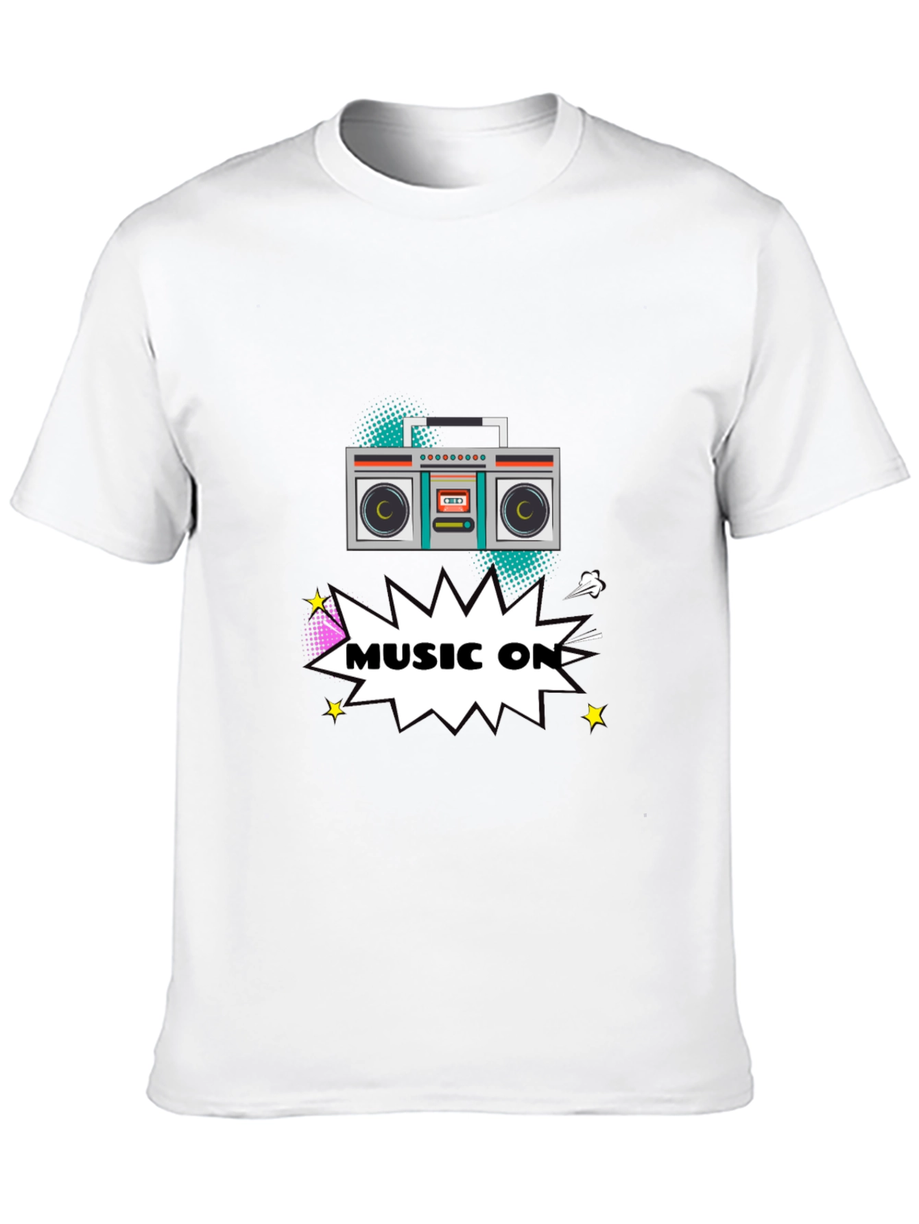 Retro Boombox Music On Graphic T-Shirt