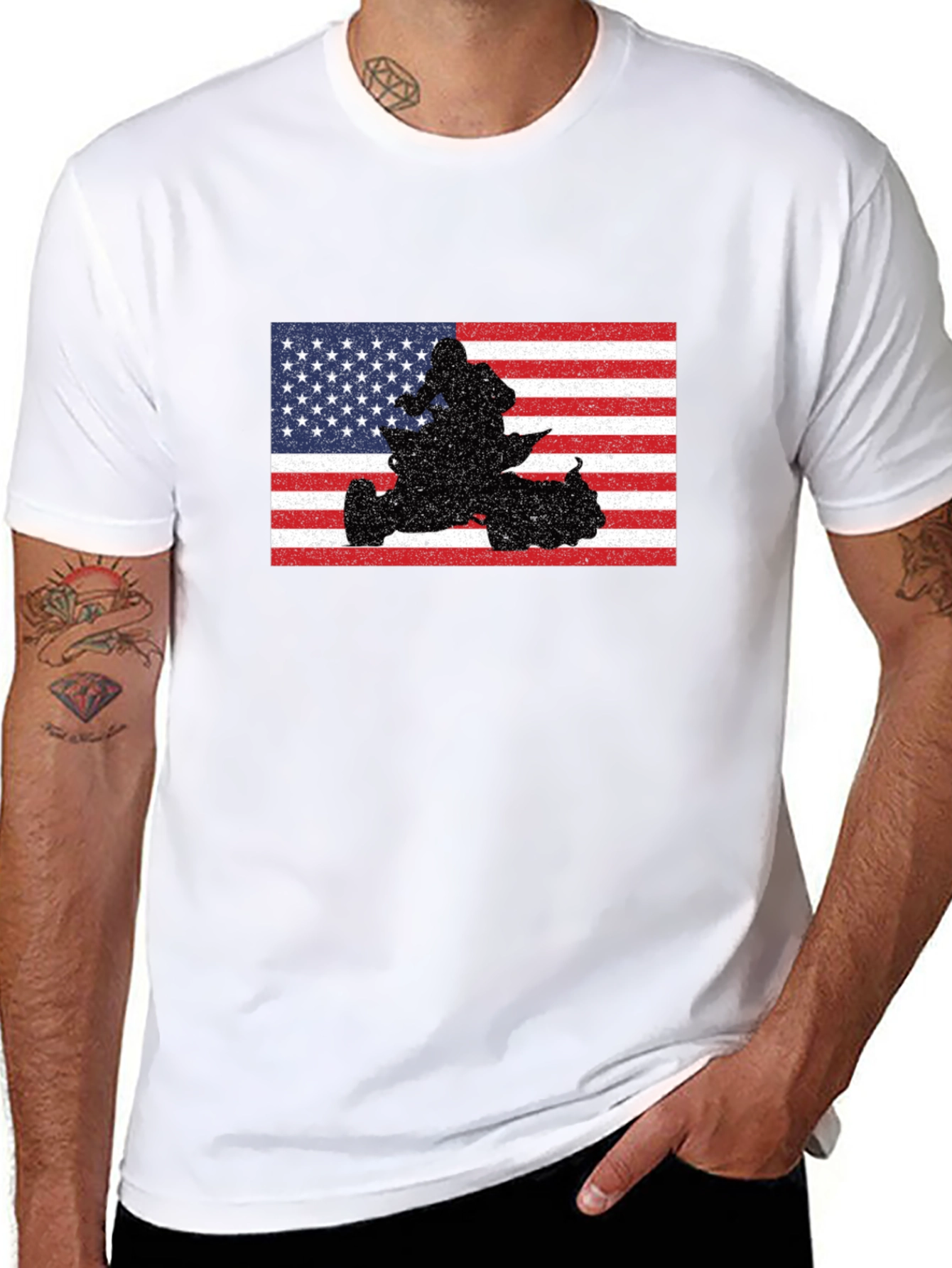 American Flag ATV Rider Graphic T-Shirt