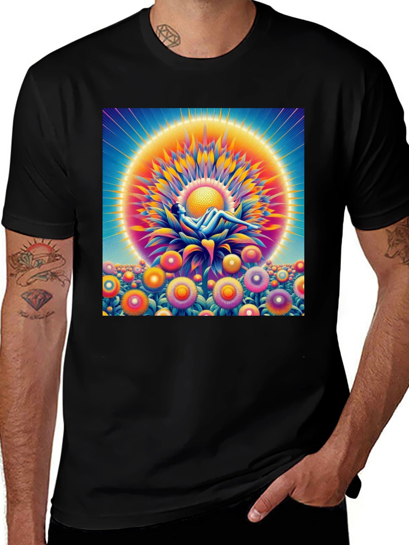Psychedelic Sunflower T-Shirt - Vivid Graphic Tee