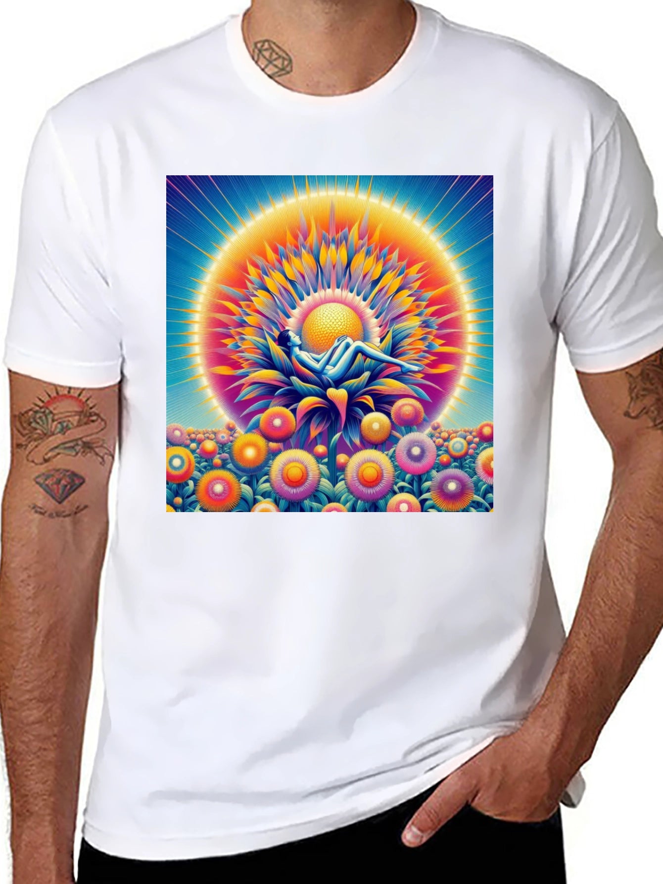 Psychedelic Sunflower T-Shirt - Vivid Graphic Tee