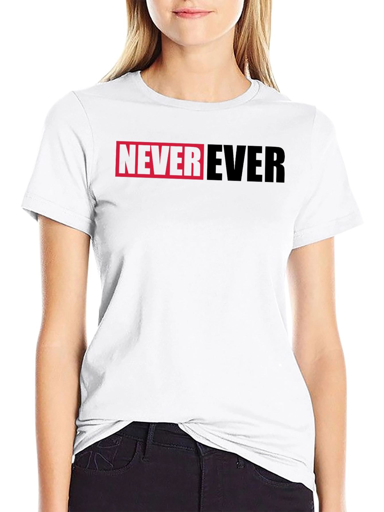 Never Ever Graphic Print Black T-Shirt