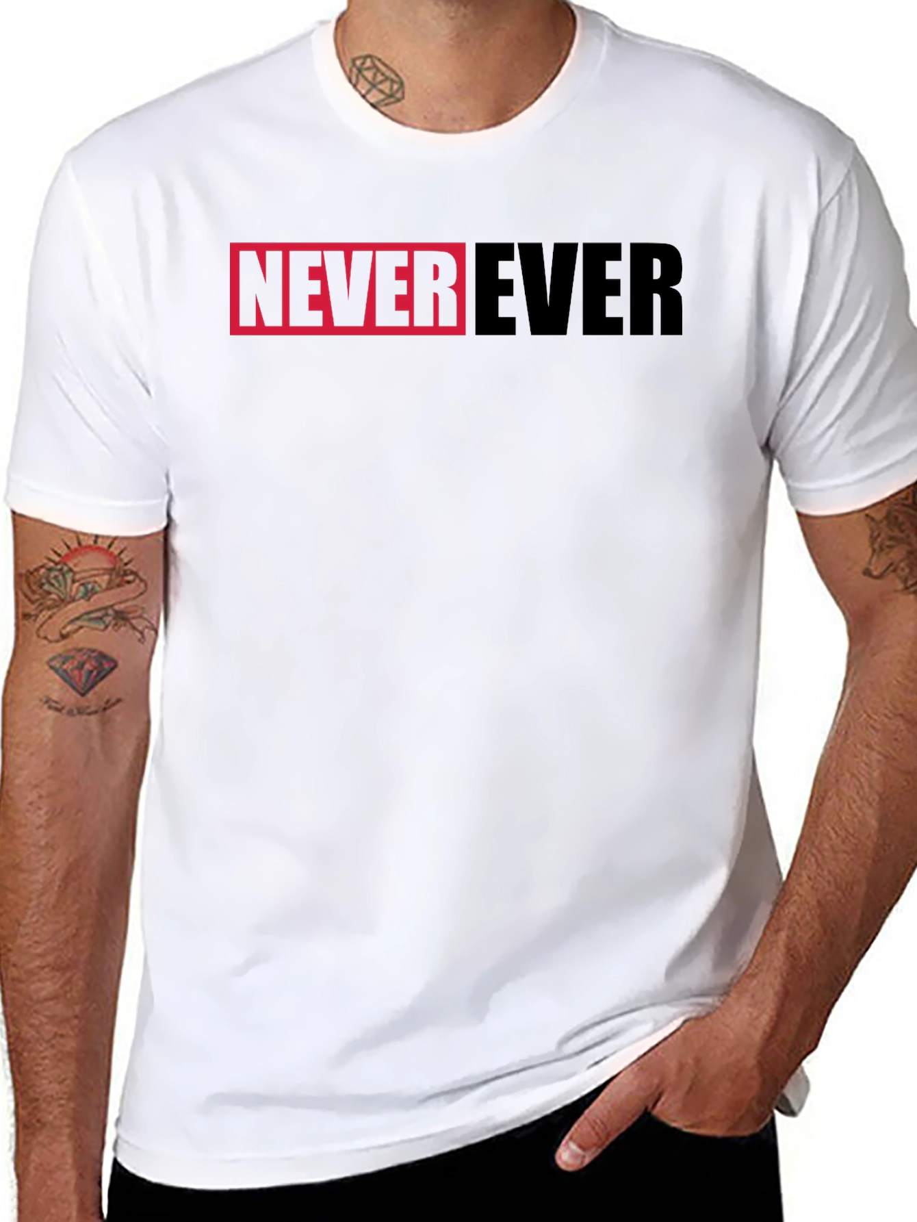 Never Ever Graphic Print Black T-Shirt