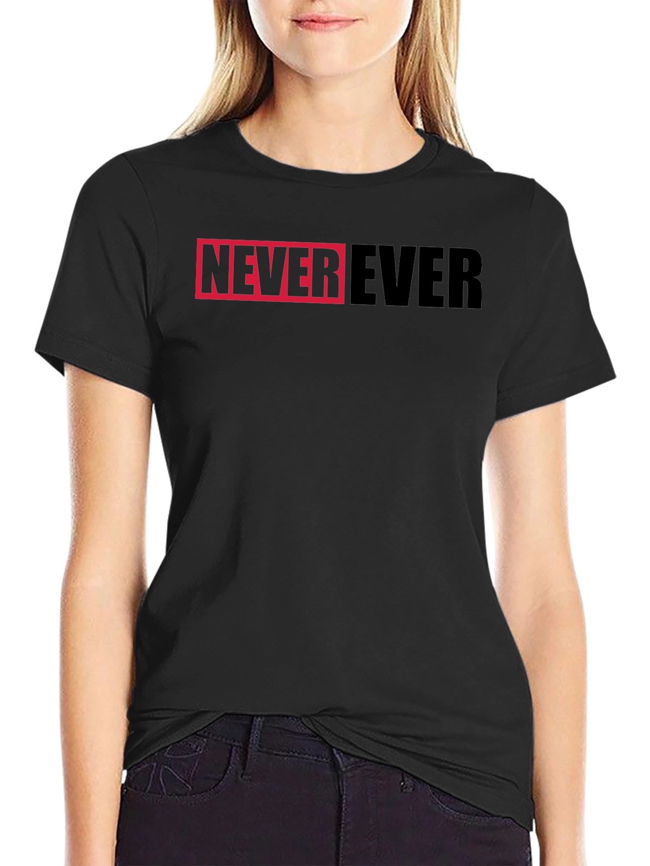 Never Ever Graphic Print Black T-Shirt