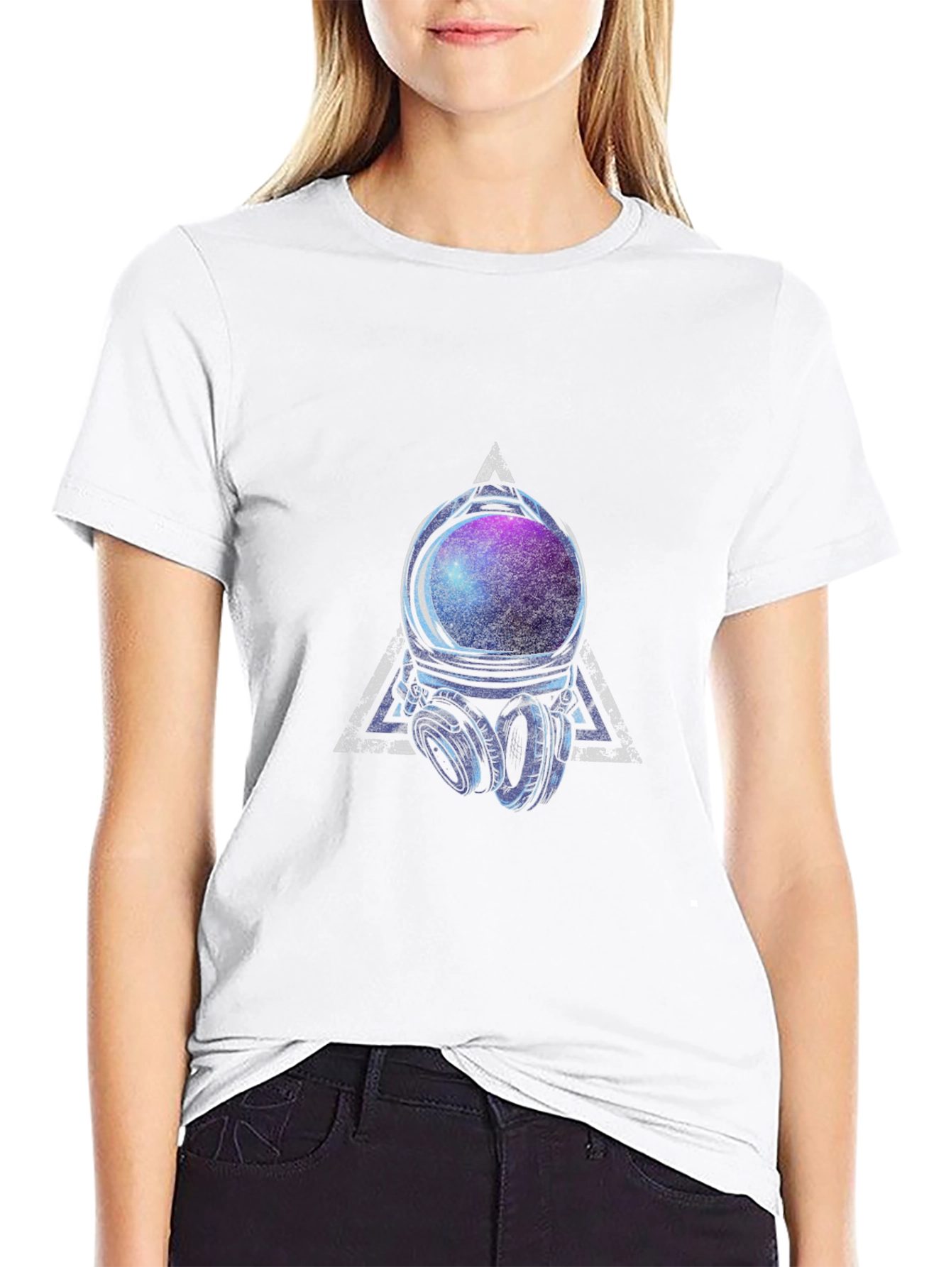 Astronaut Helmet Graphic Tee - Cosmic Vibes