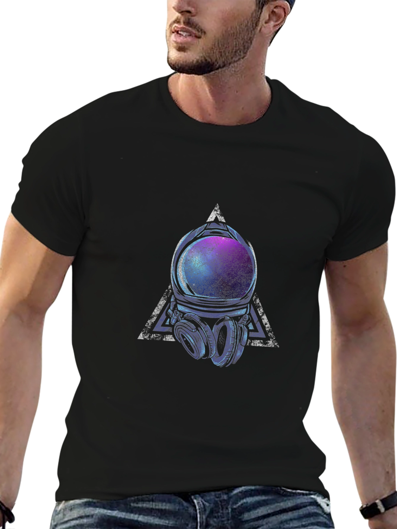 Astronaut Helmet Graphic Tee - Cosmic Vibes