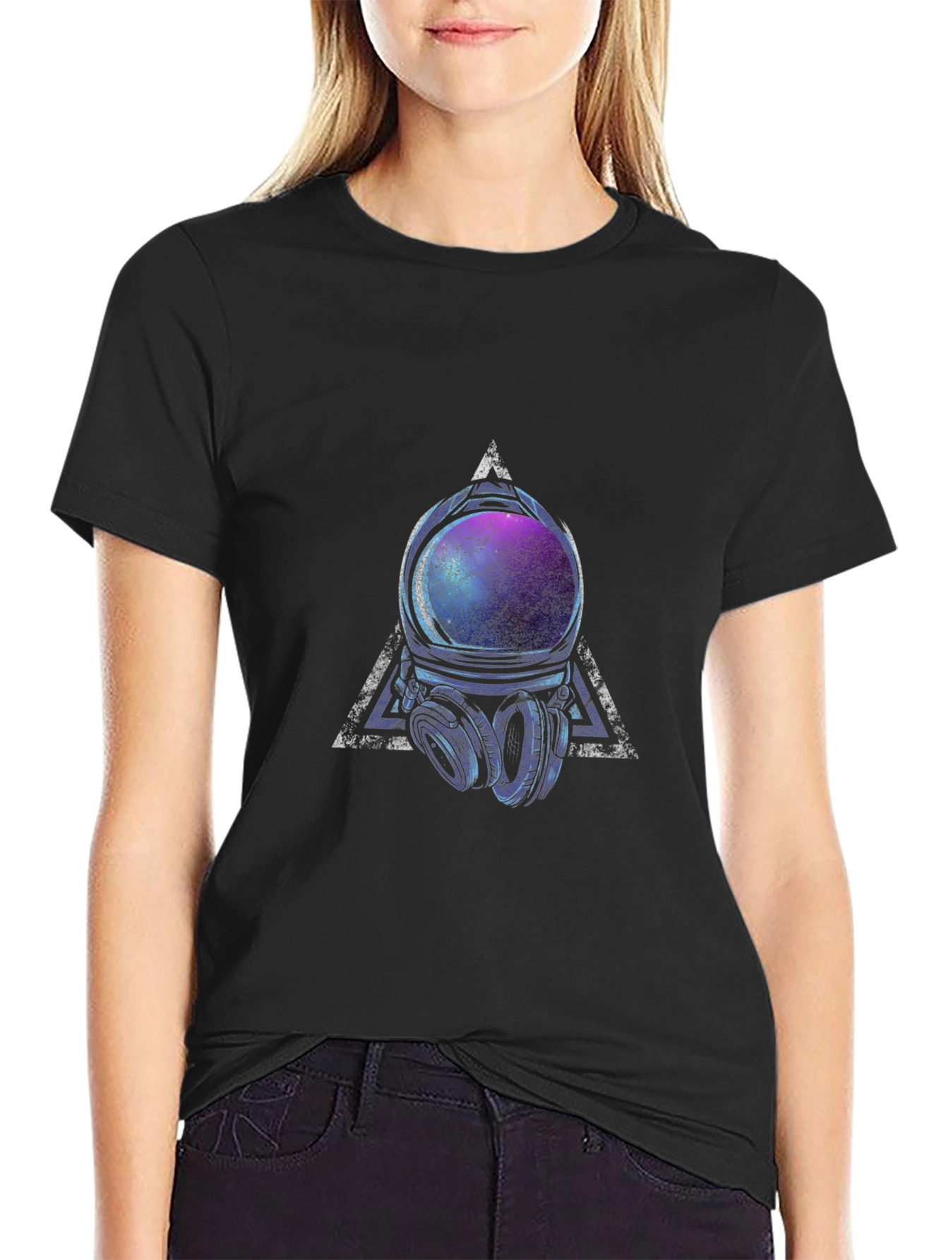 Astronaut Helmet Graphic Tee - Cosmic Vibes
