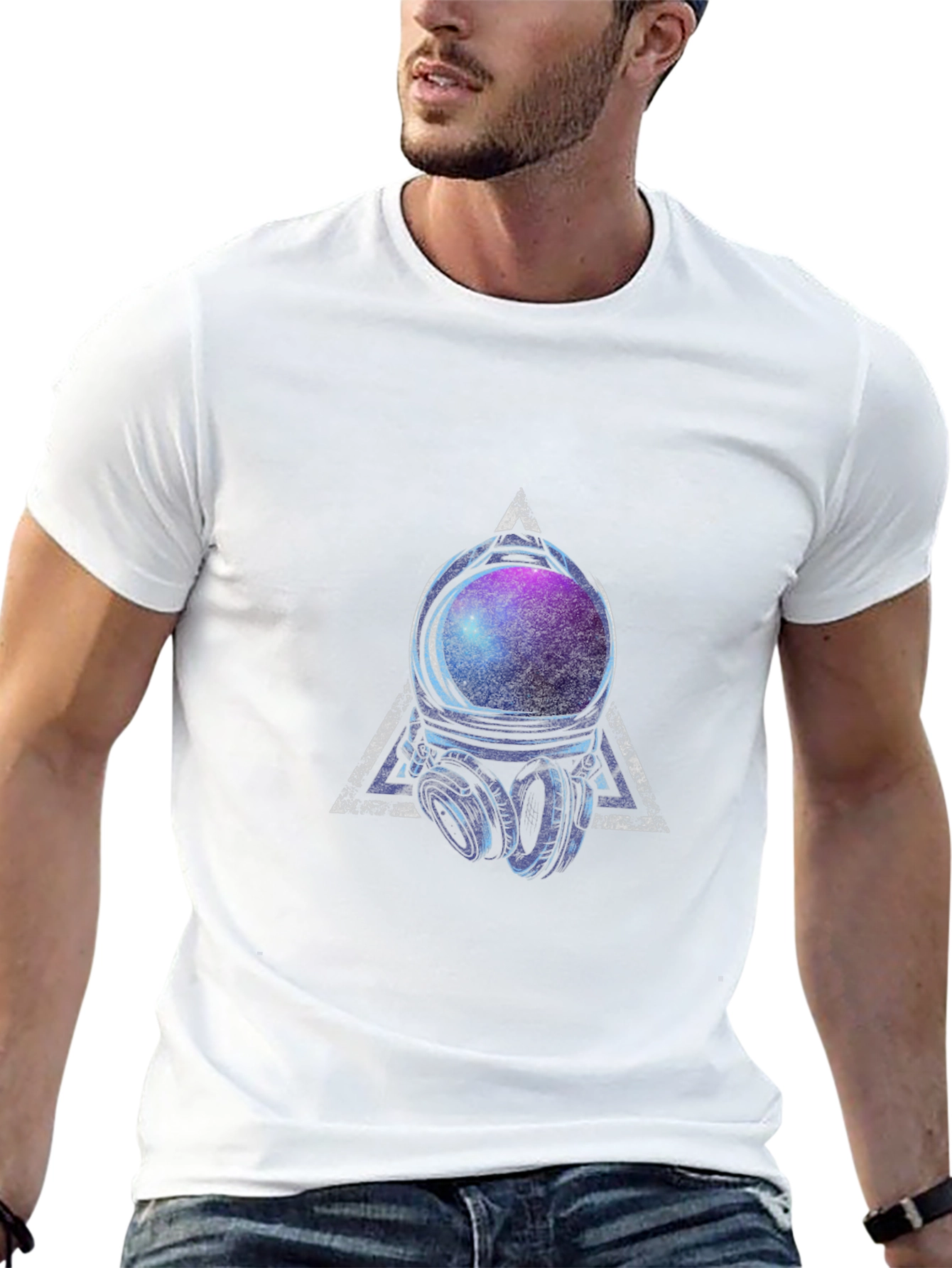Astronaut Helmet Graphic Tee - Cosmic Vibes