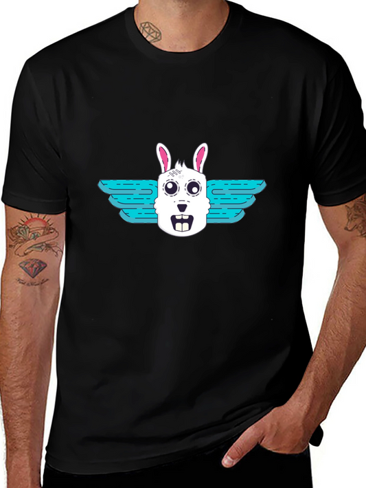 Winged Rabbit Graphic Tee - Black Unisex T-Shirt
