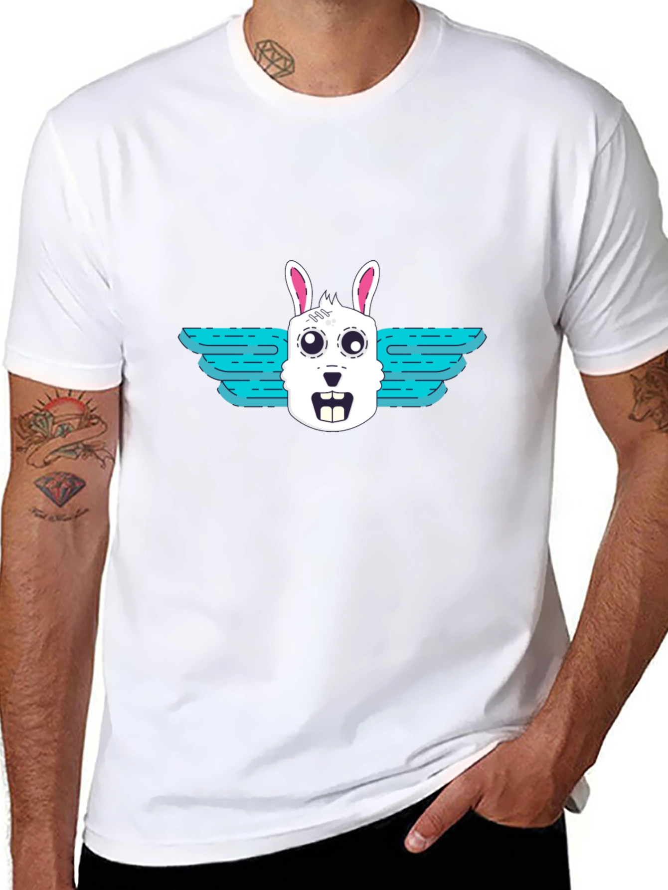 Winged Rabbit Graphic Tee - Black Unisex T-Shirt