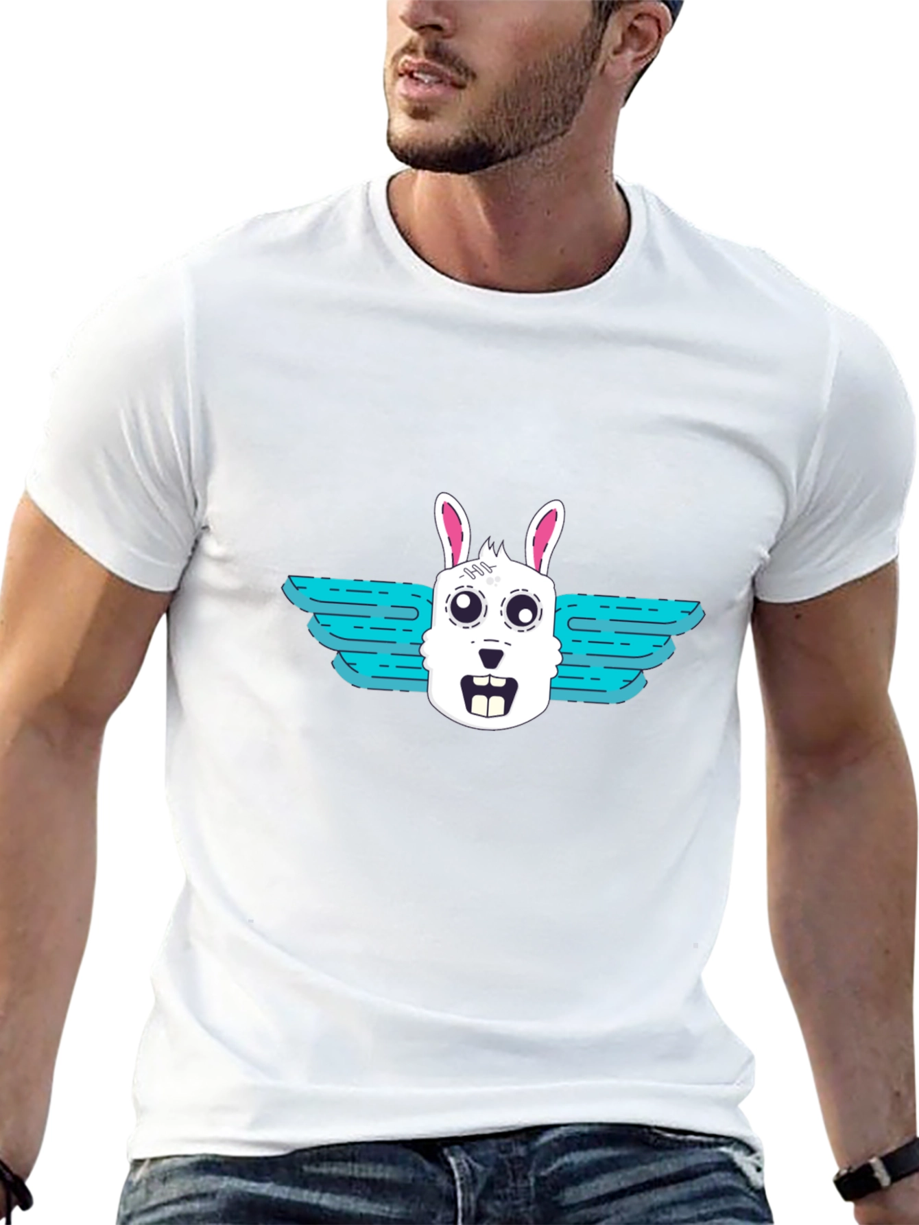 Winged Rabbit Graphic Tee - Black Unisex T-Shirt