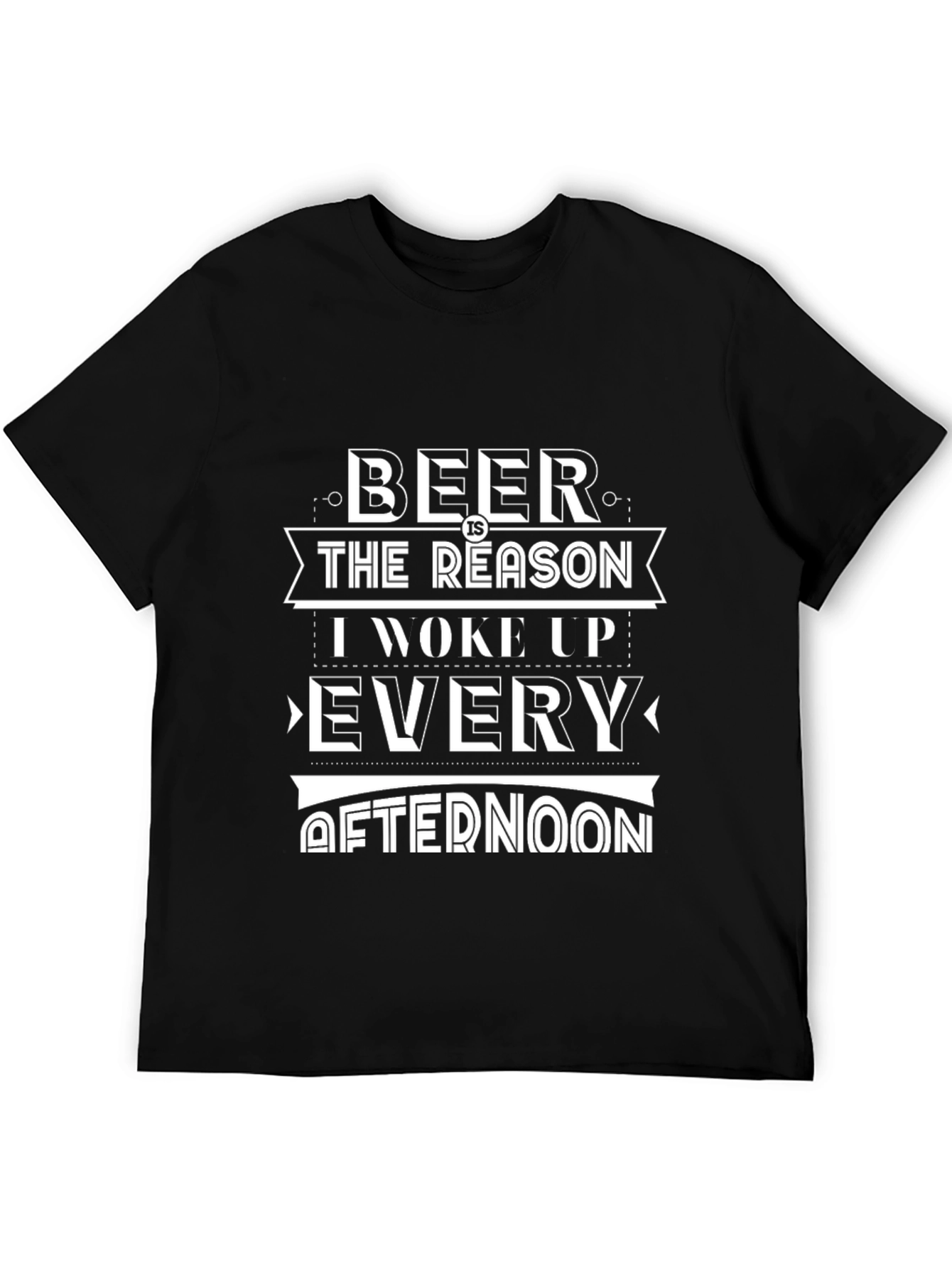 Humorous Beer Reason Graphic Print Black T-Shirt