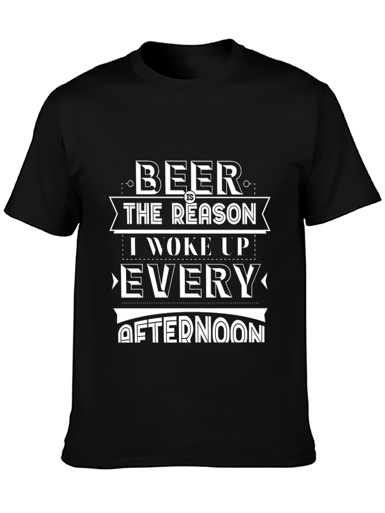 Humorous Beer Reason Graphic Print Black T-Shirt