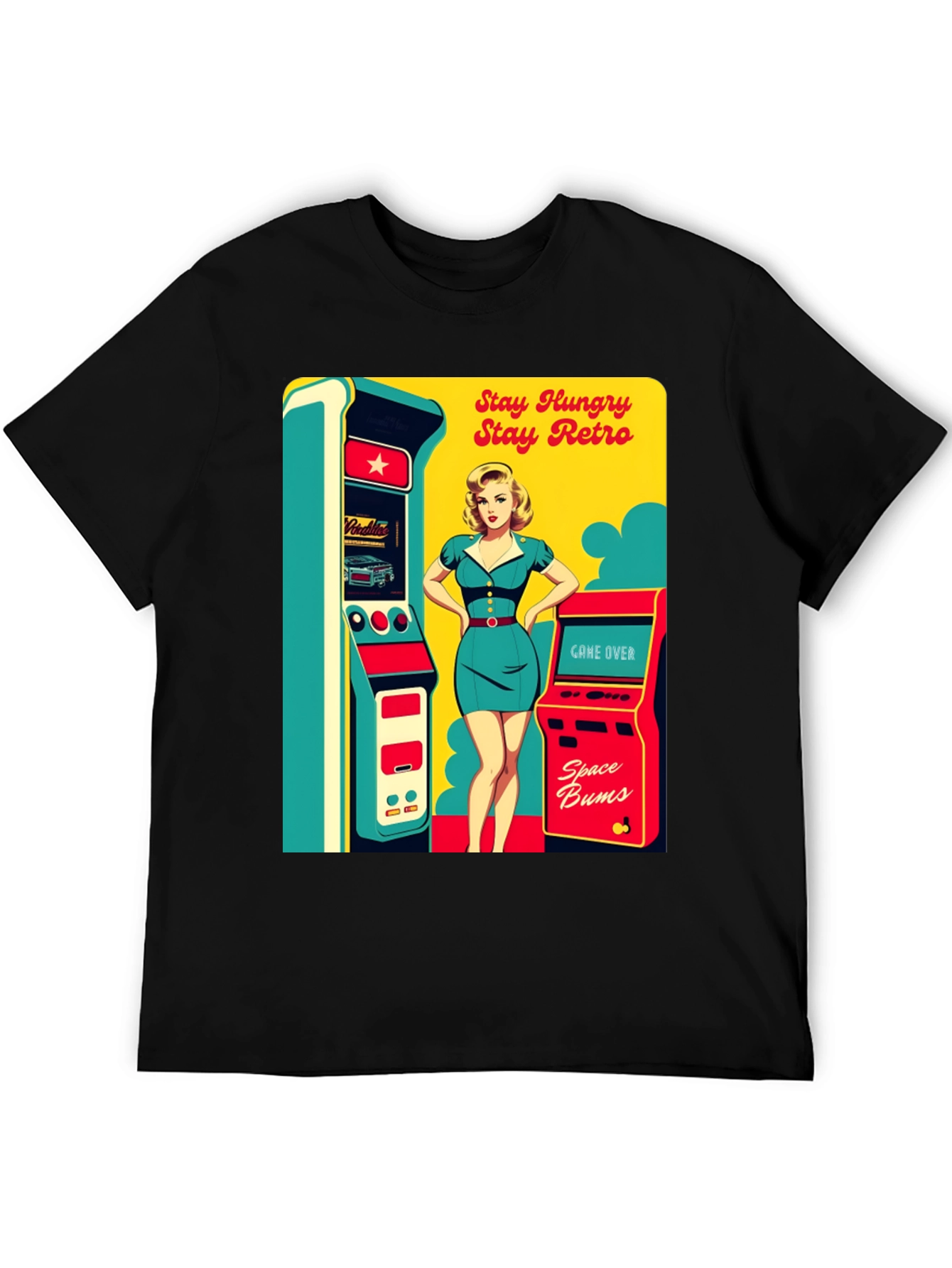 Retro Arcade Game T-Shirt - Stay Hungry