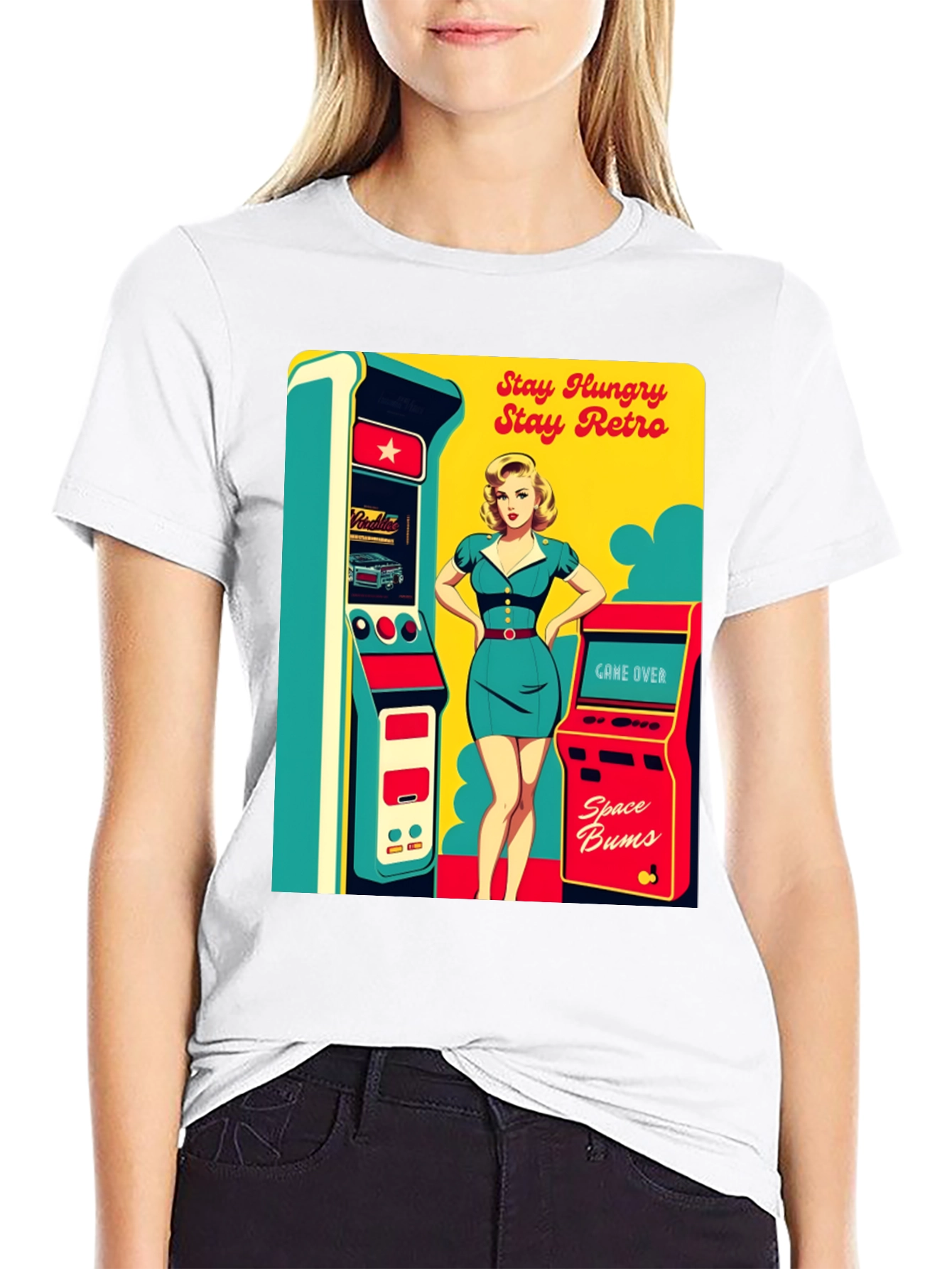 Retro Arcade Game T-Shirt - Stay Hungry