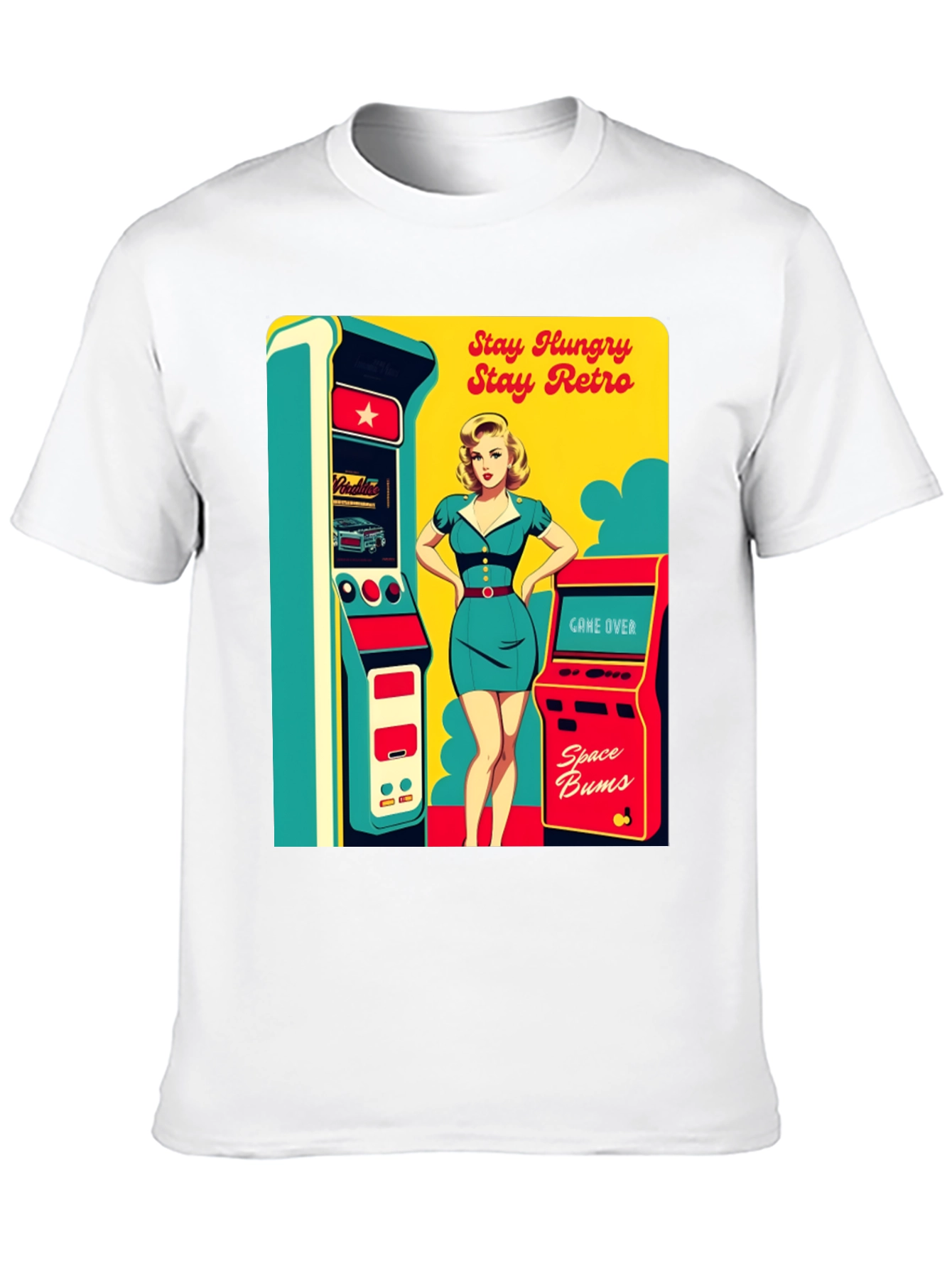 Retro Arcade Game T-Shirt - Stay Hungry