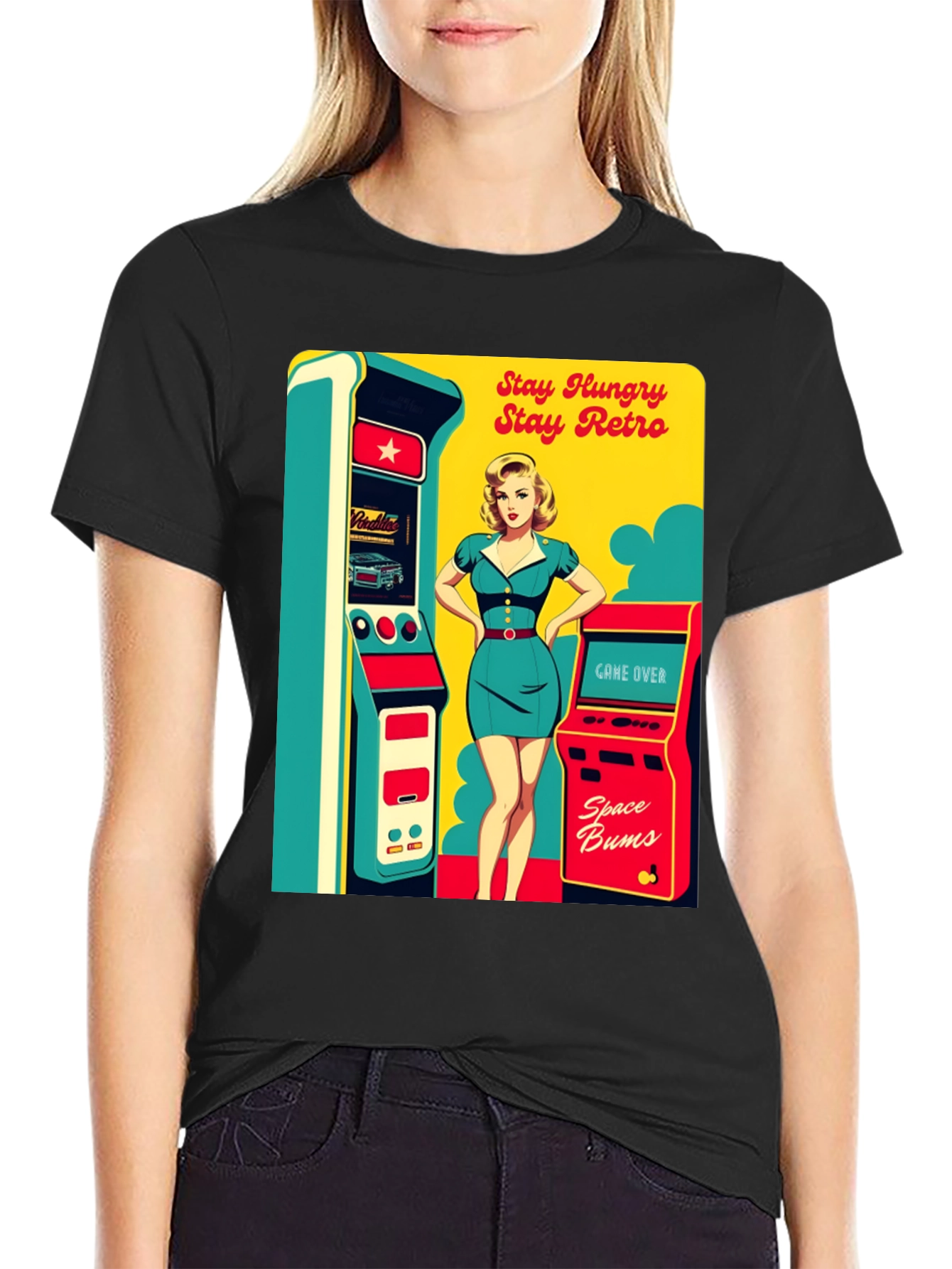 Retro Arcade Game T-Shirt - Stay Hungry