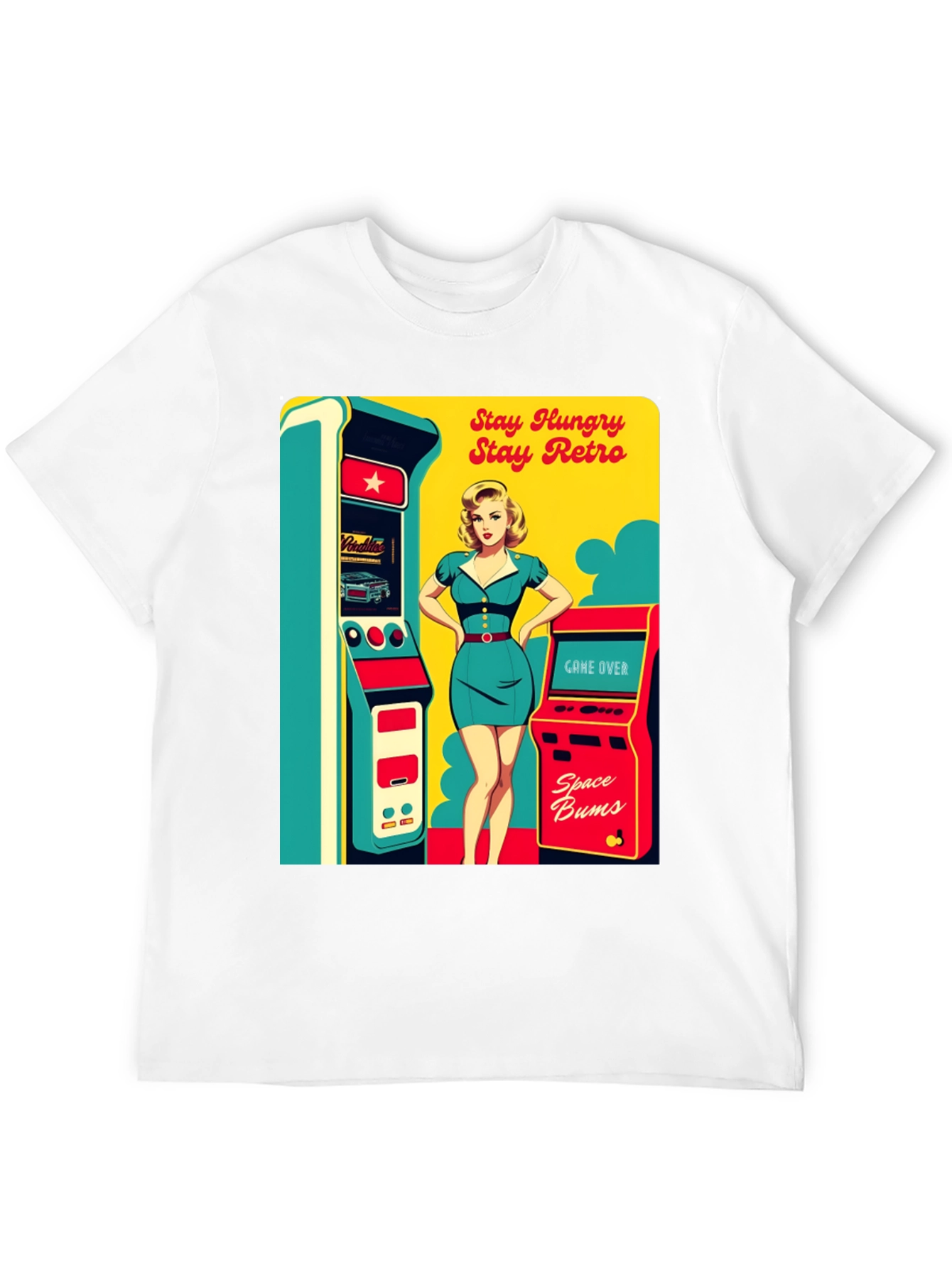 Retro Arcade Game T-Shirt - Stay Hungry