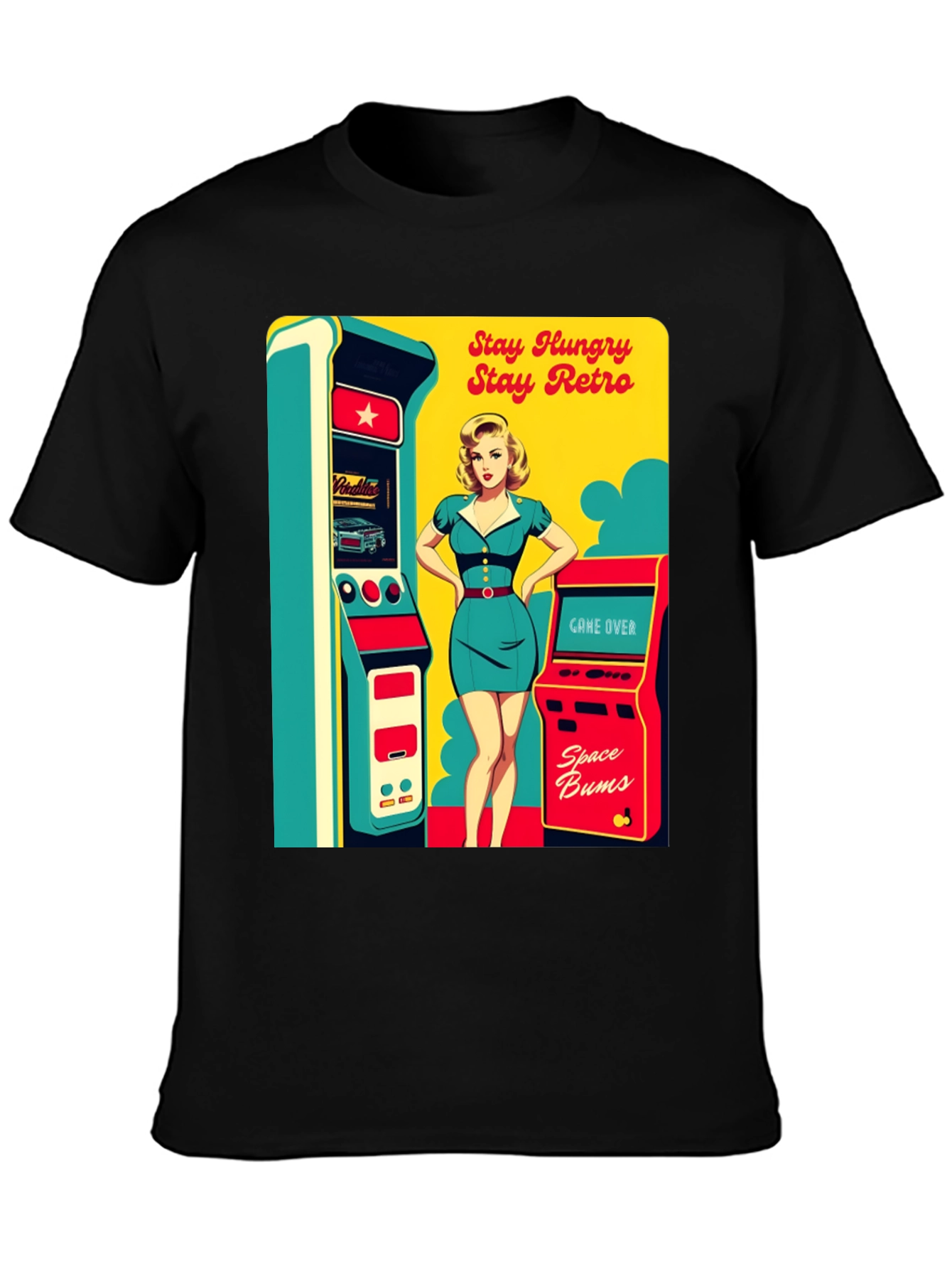 Retro Arcade Game T-Shirt - Stay Hungry