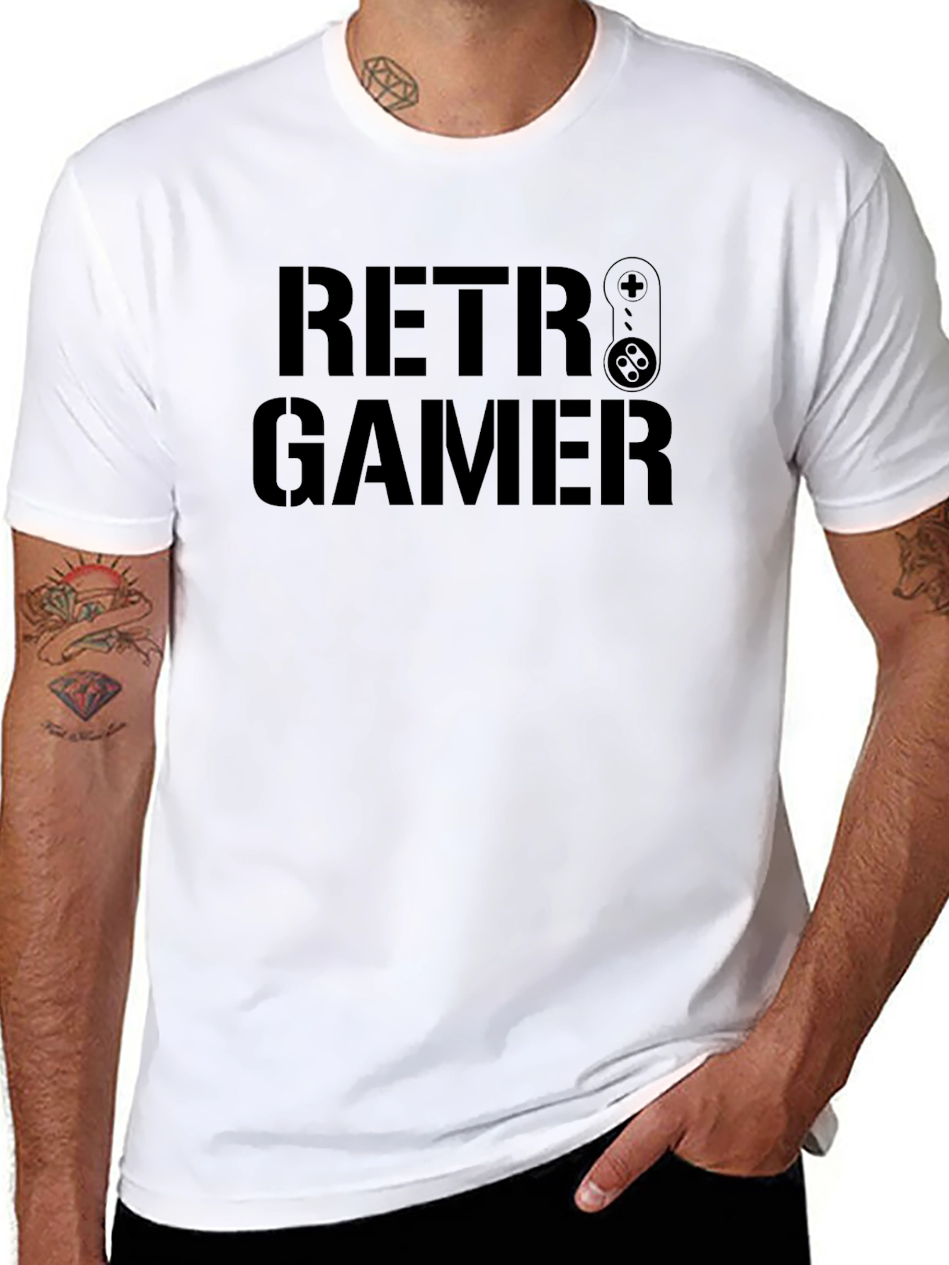 Retro Gamer Black T-Shirt Cool Gift