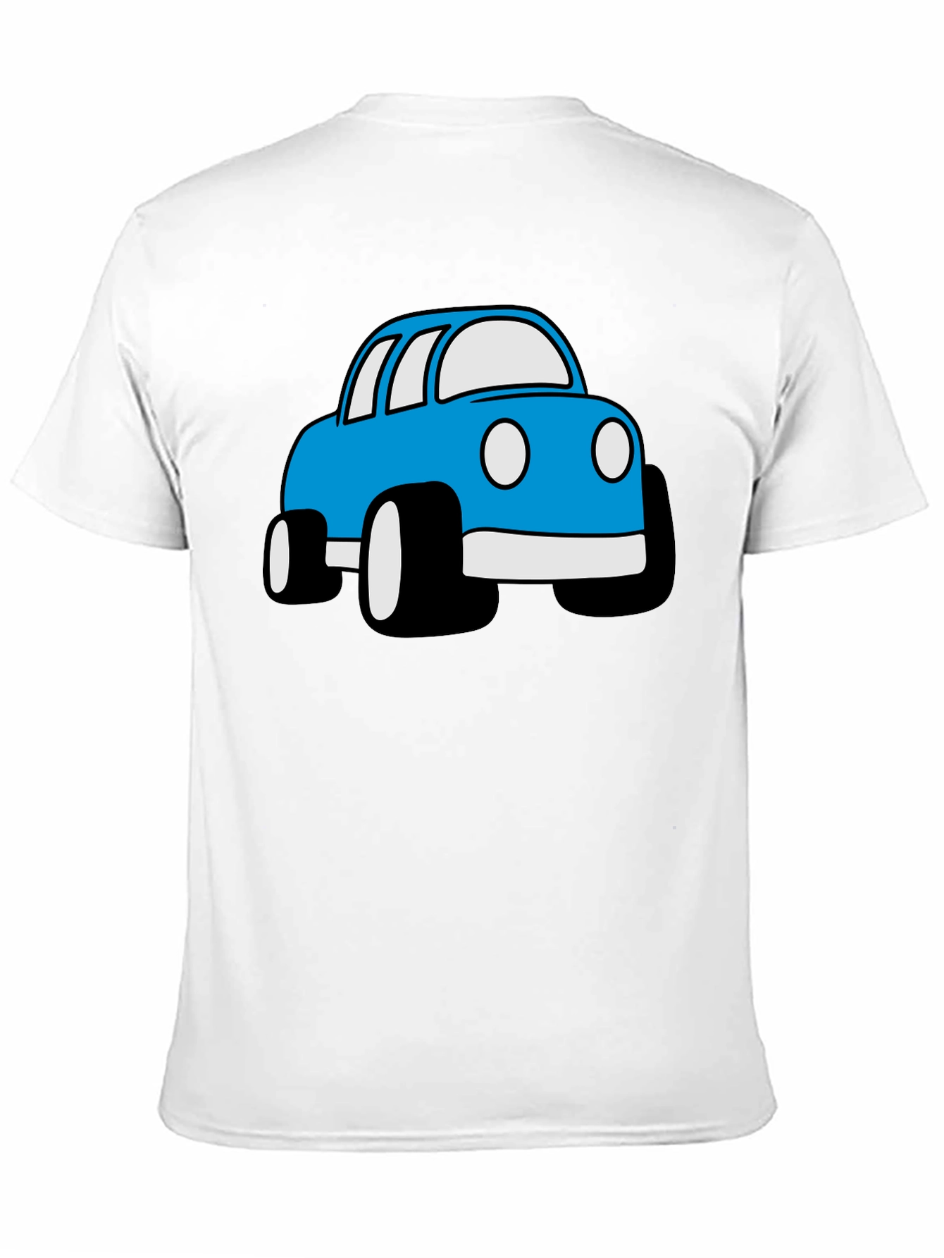 Blue Cartoon Car Graphic Black T-Shirt