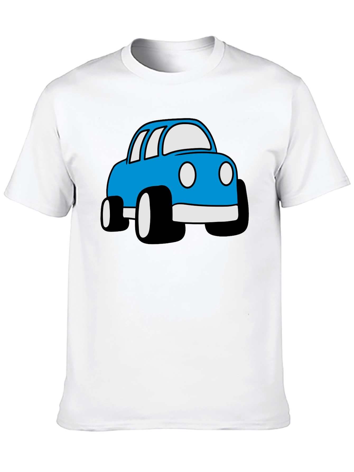 Blue Cartoon Car Graphic Black T-Shirt