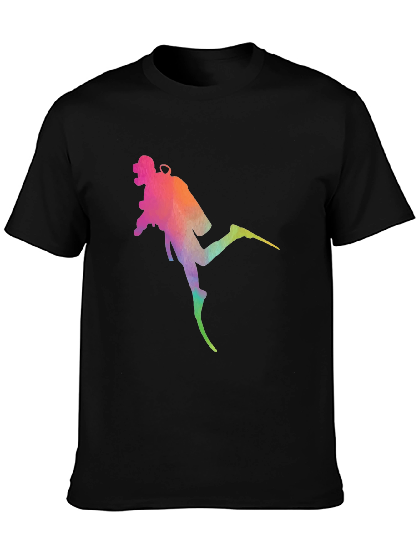 Diver Silhouette Graphic Tee - Black Cotton Blend