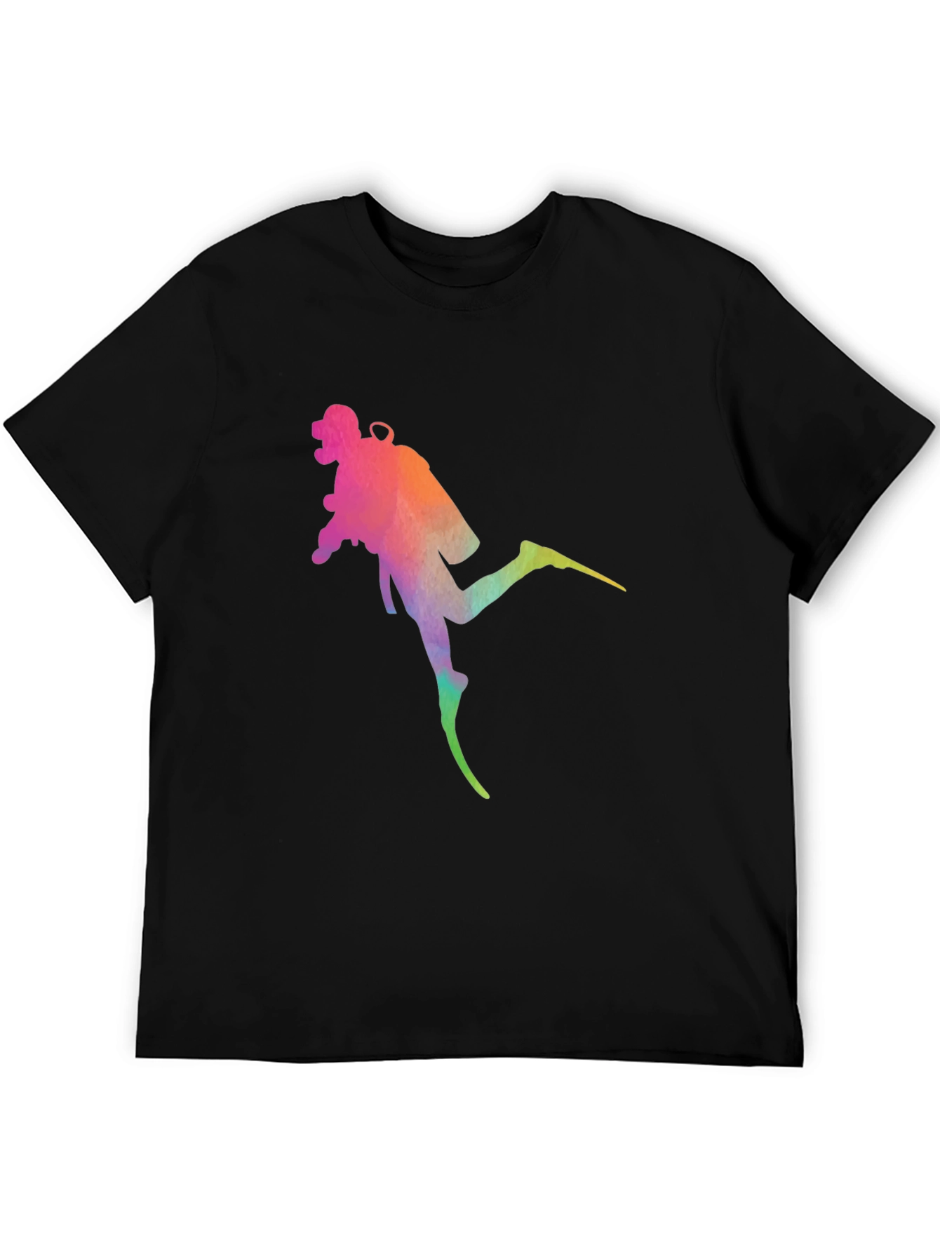 Diver Silhouette Graphic Tee - Black Cotton Blend