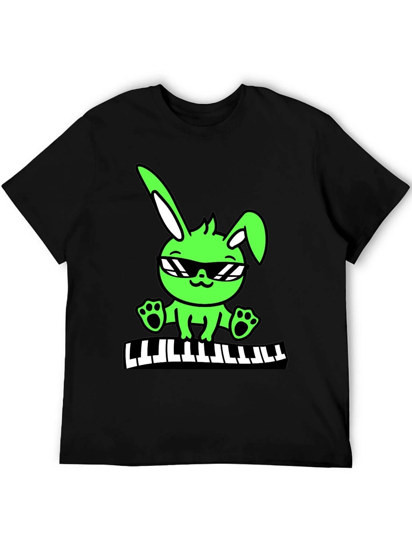 Cool Bunny Keyboardist Graphic Tee