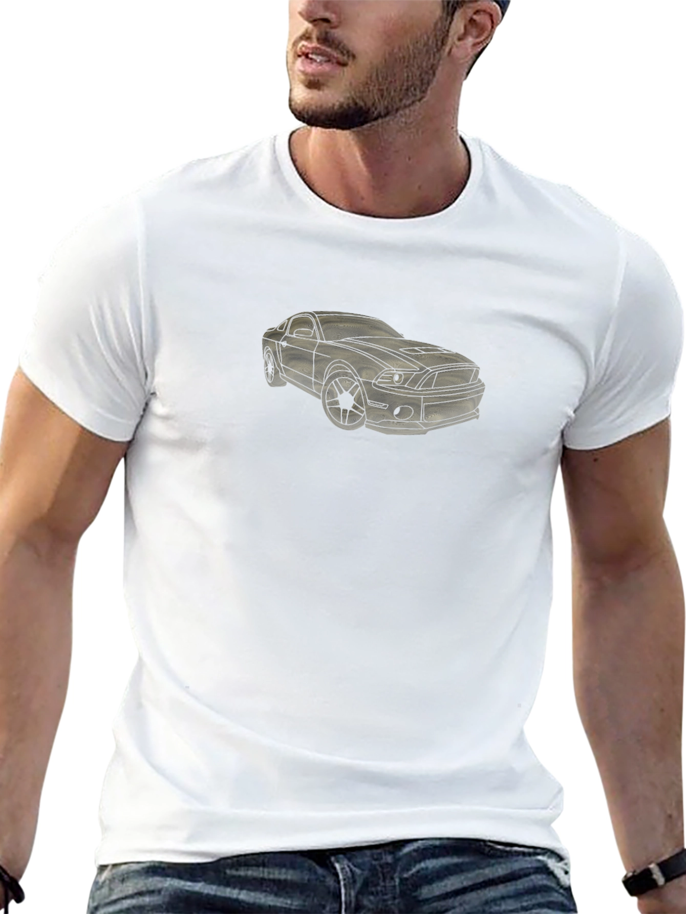 Mens Black Graphic Tee - Car Design