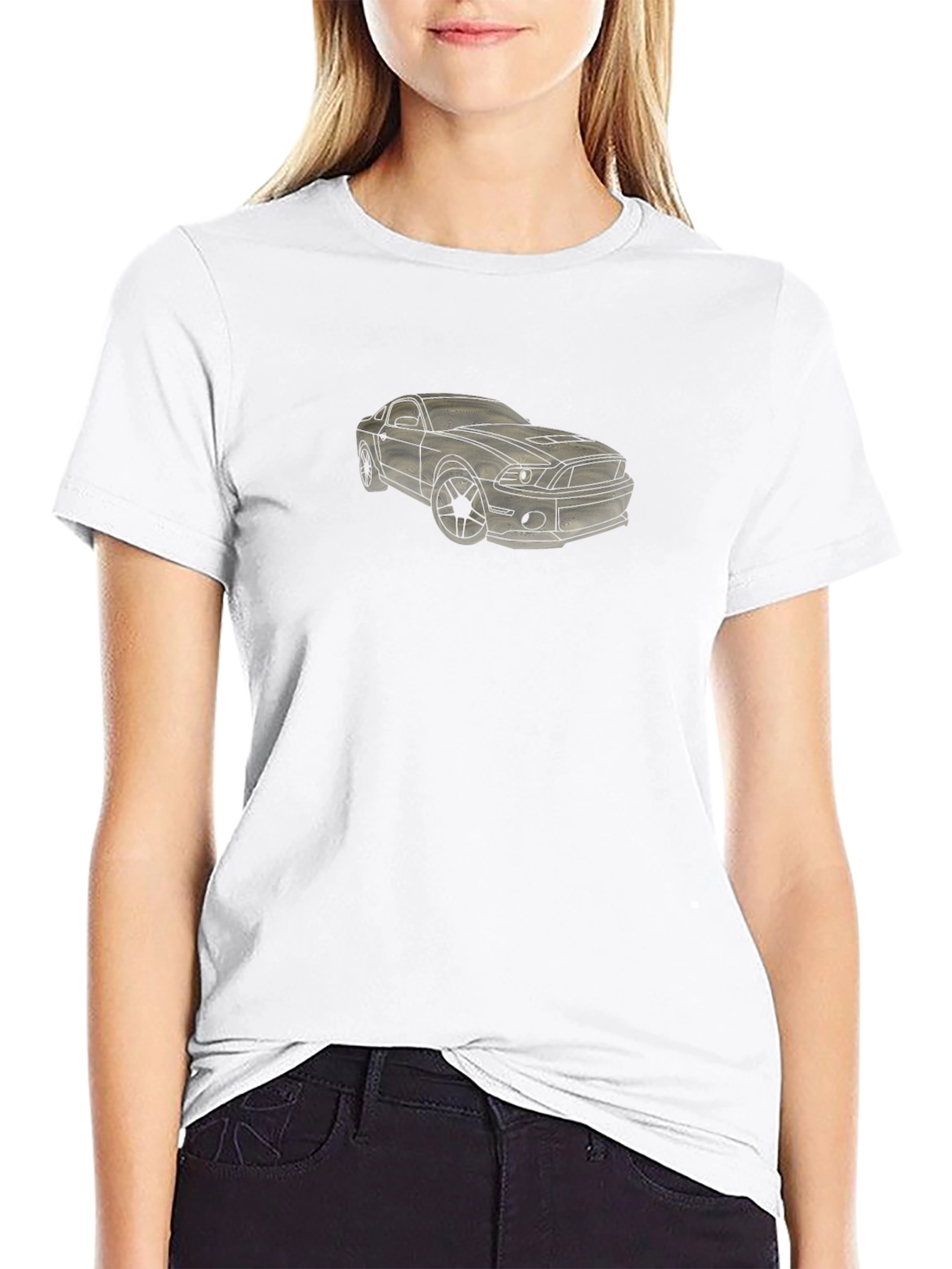 Mens Black Graphic Tee - Car Design