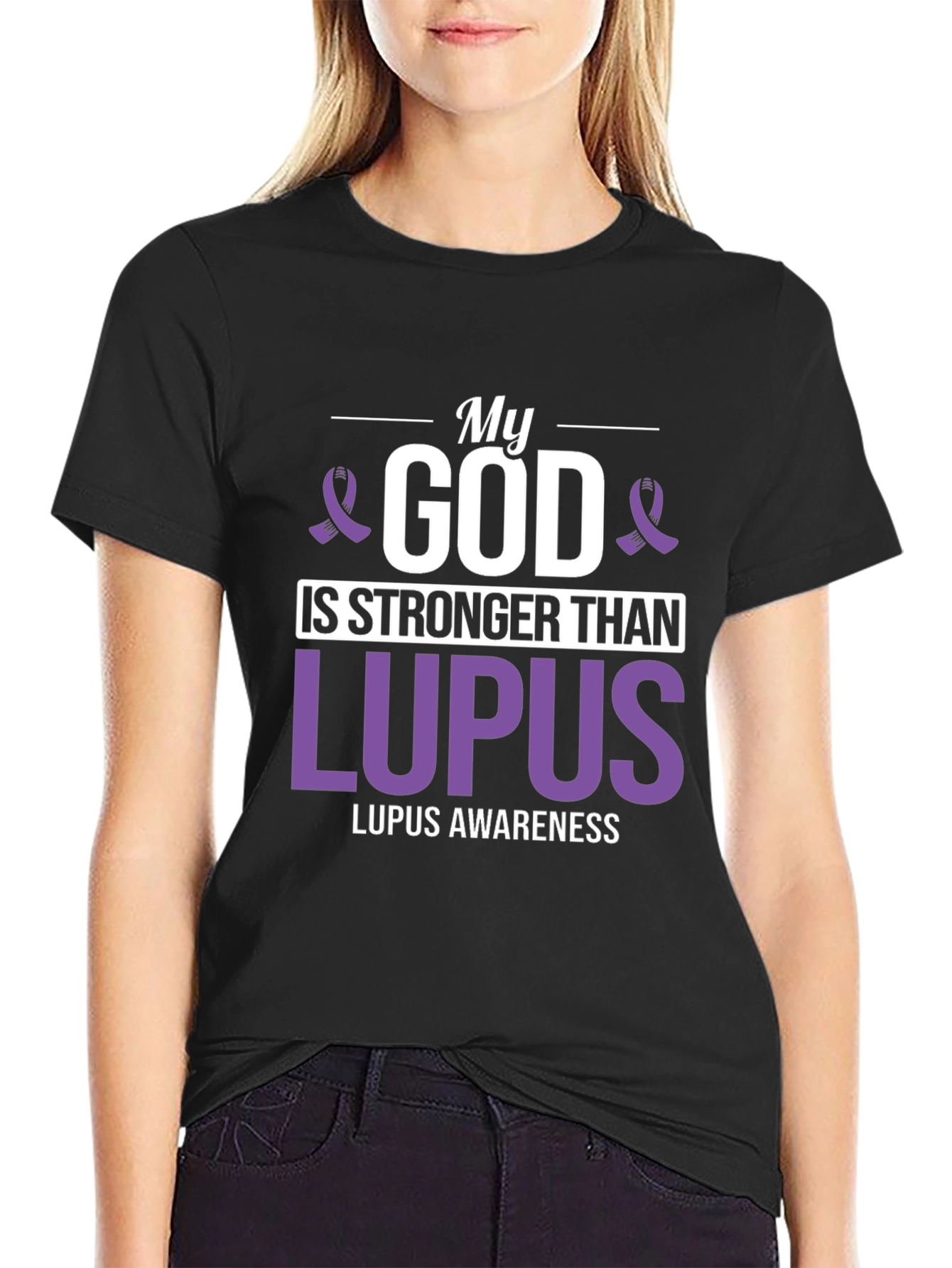 My God Is Stronger Than Lupus Awareness T-Shirt