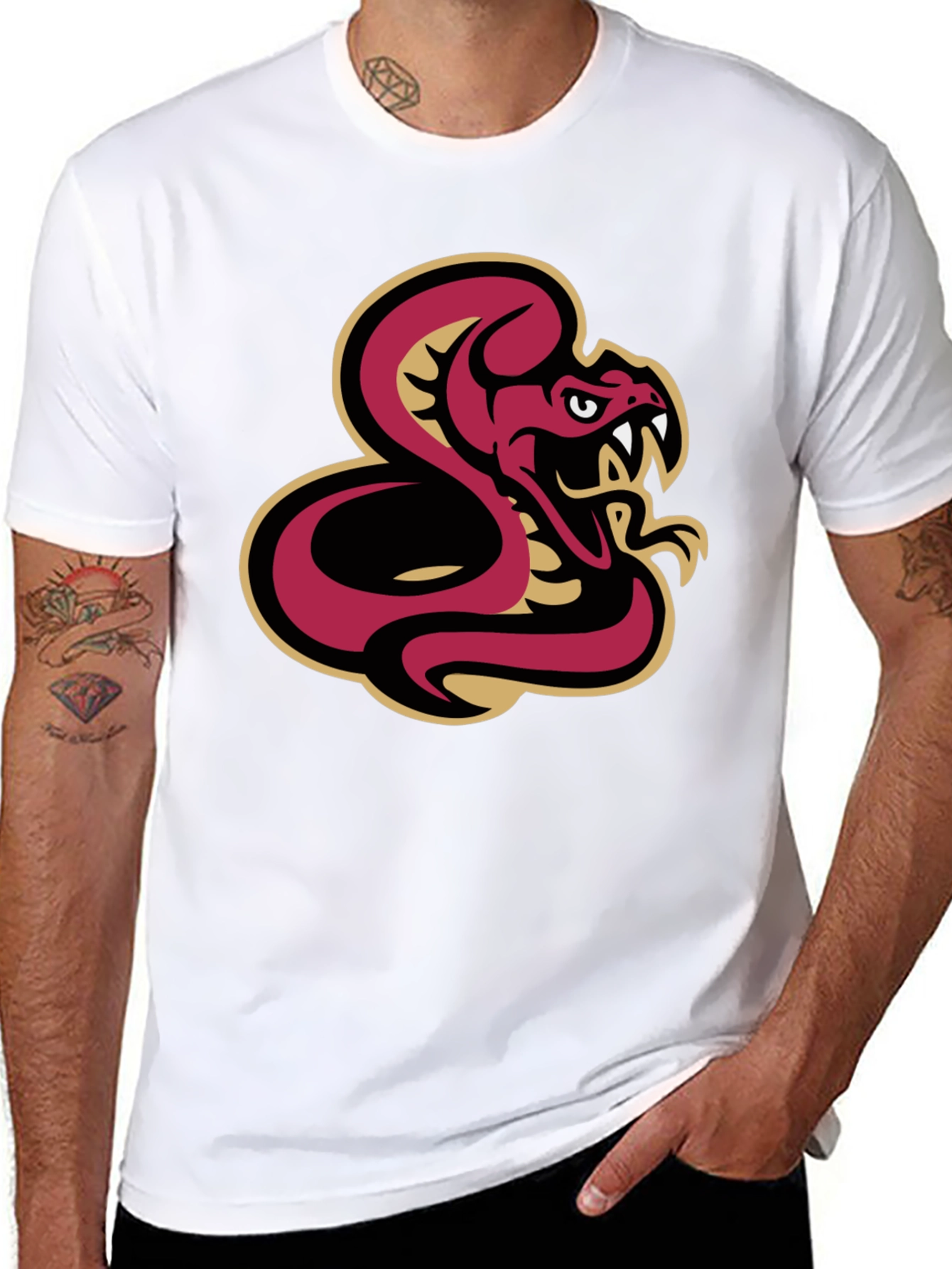 Black T-Shirt with Snake Graphic