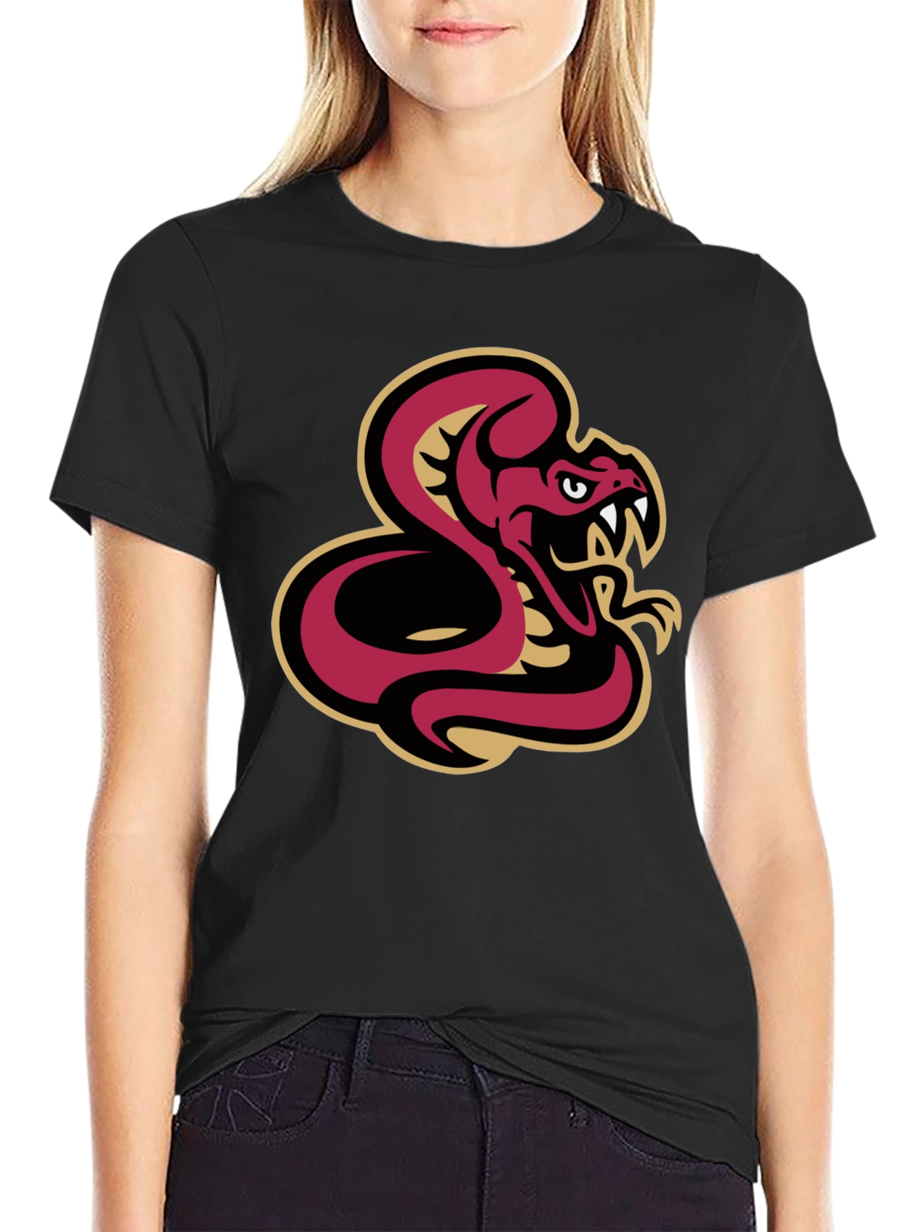 Black T-Shirt with Snake Graphic
