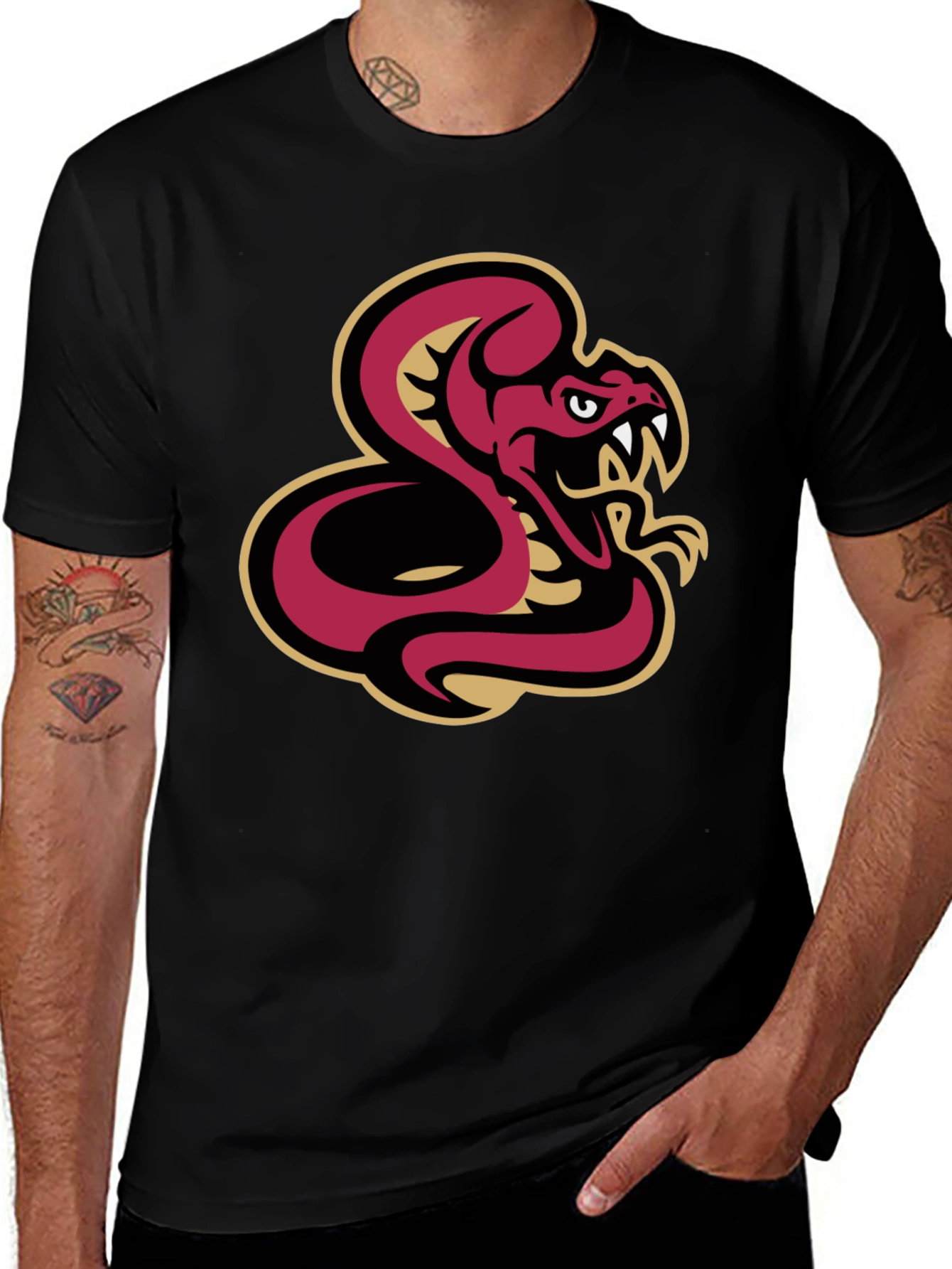 Black T-Shirt with Snake Graphic