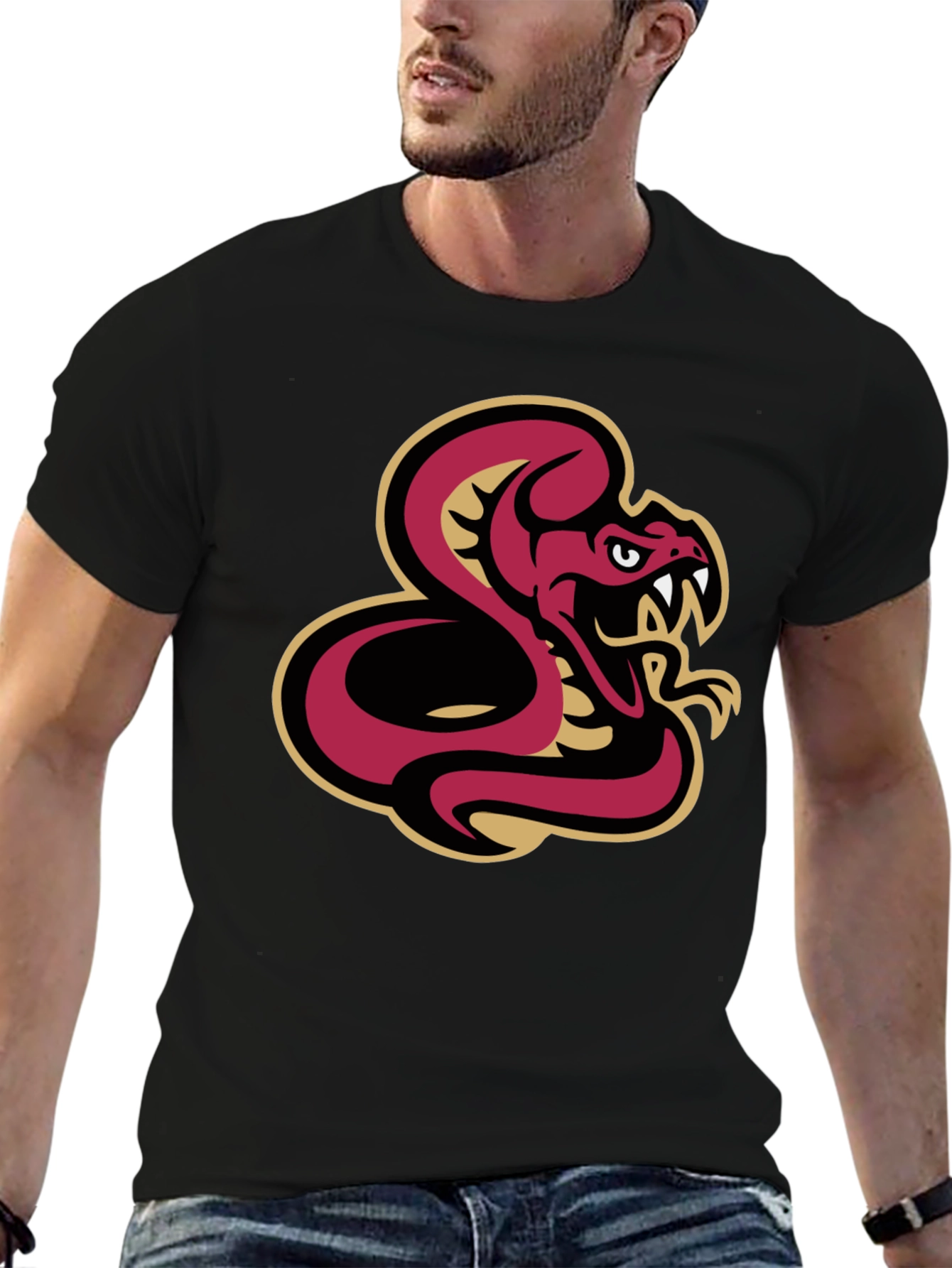 Black T-Shirt with Snake Graphic