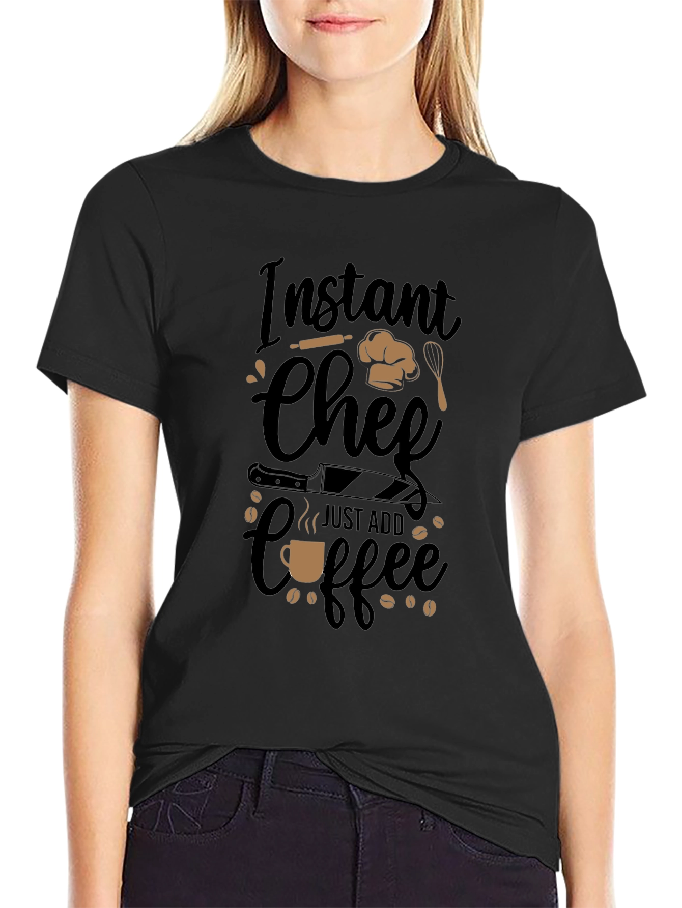 Instant Chef Just Add Coffee Black T-Shirt
