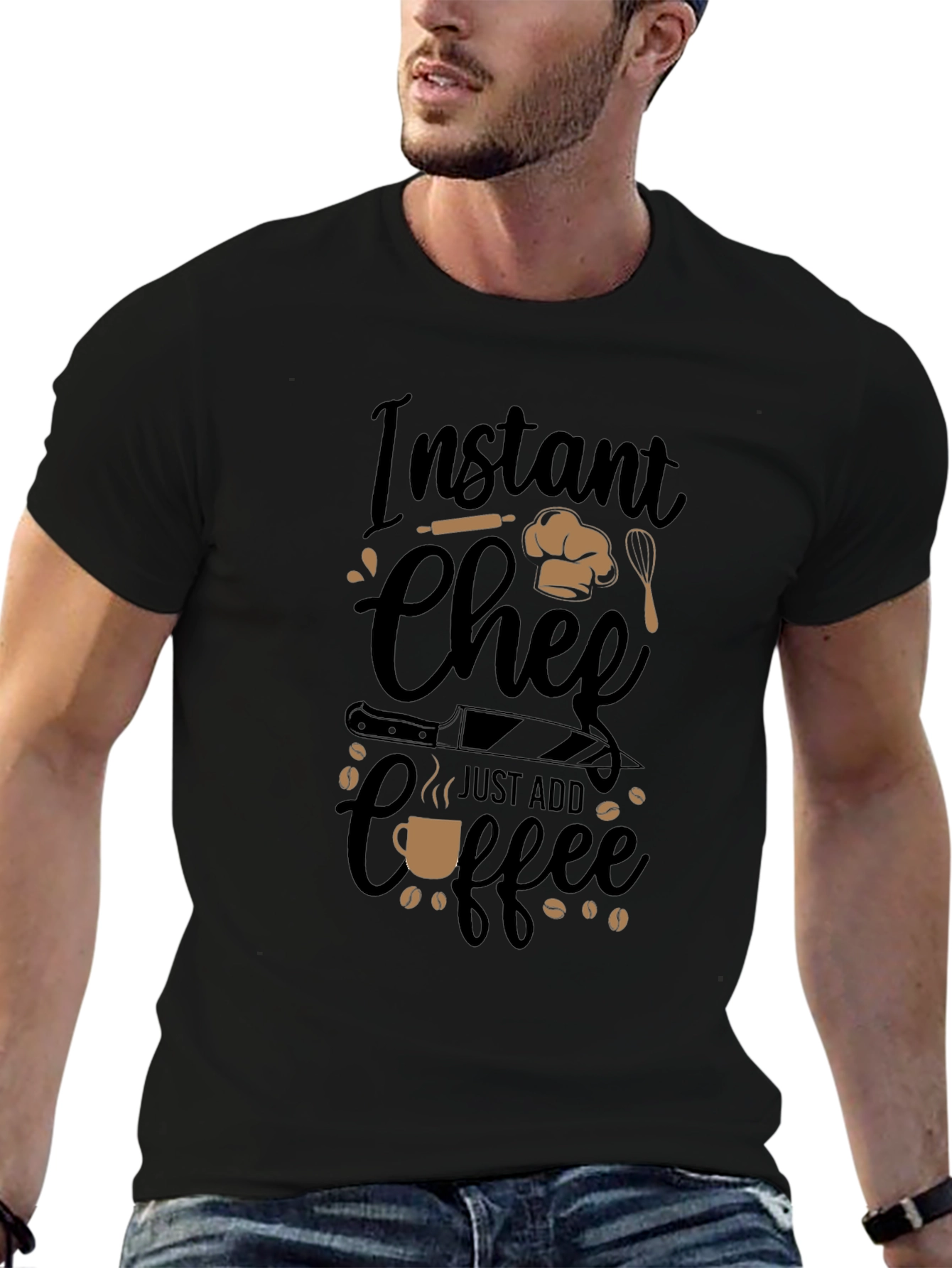 Instant Chef Just Add Coffee Black T-Shirt