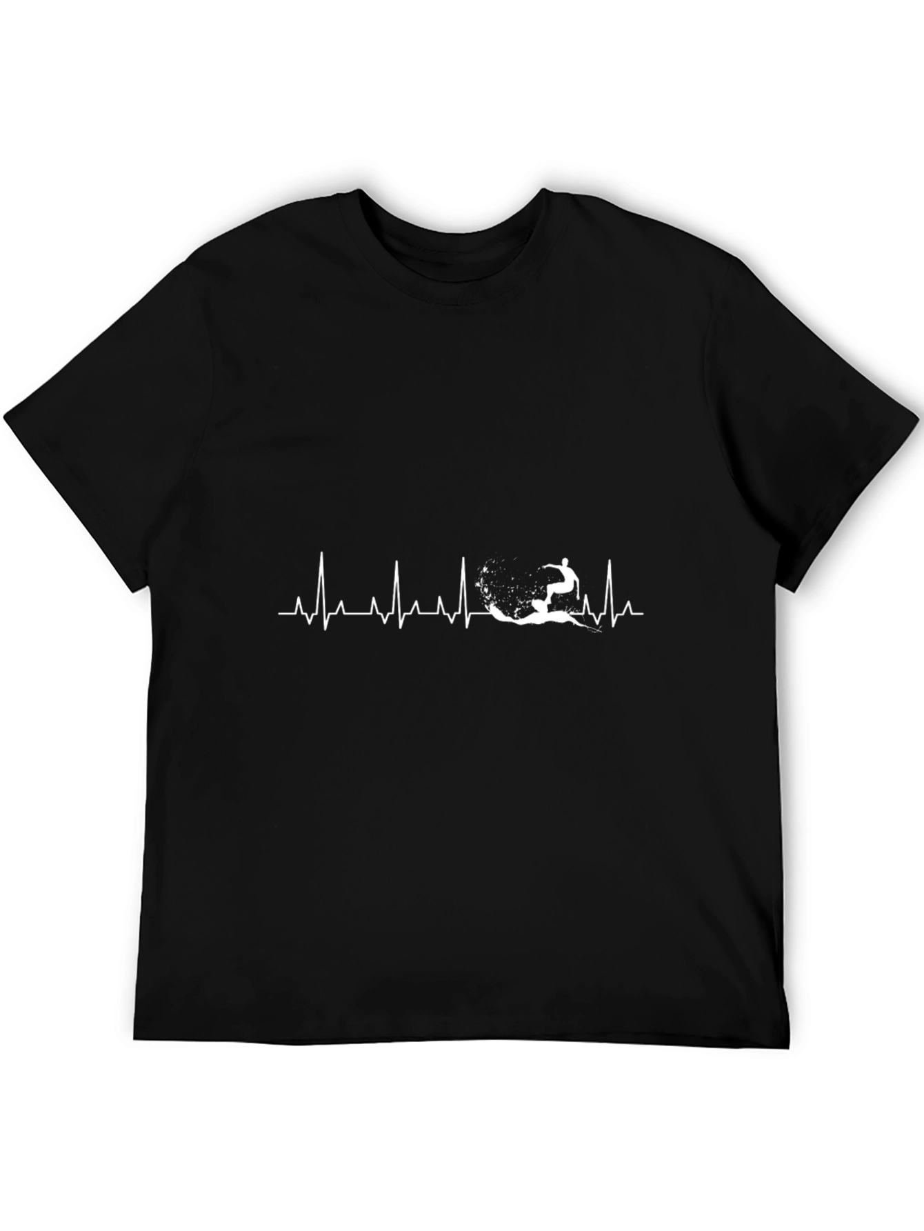 Surfing Heartbeat T-Shirt - Black