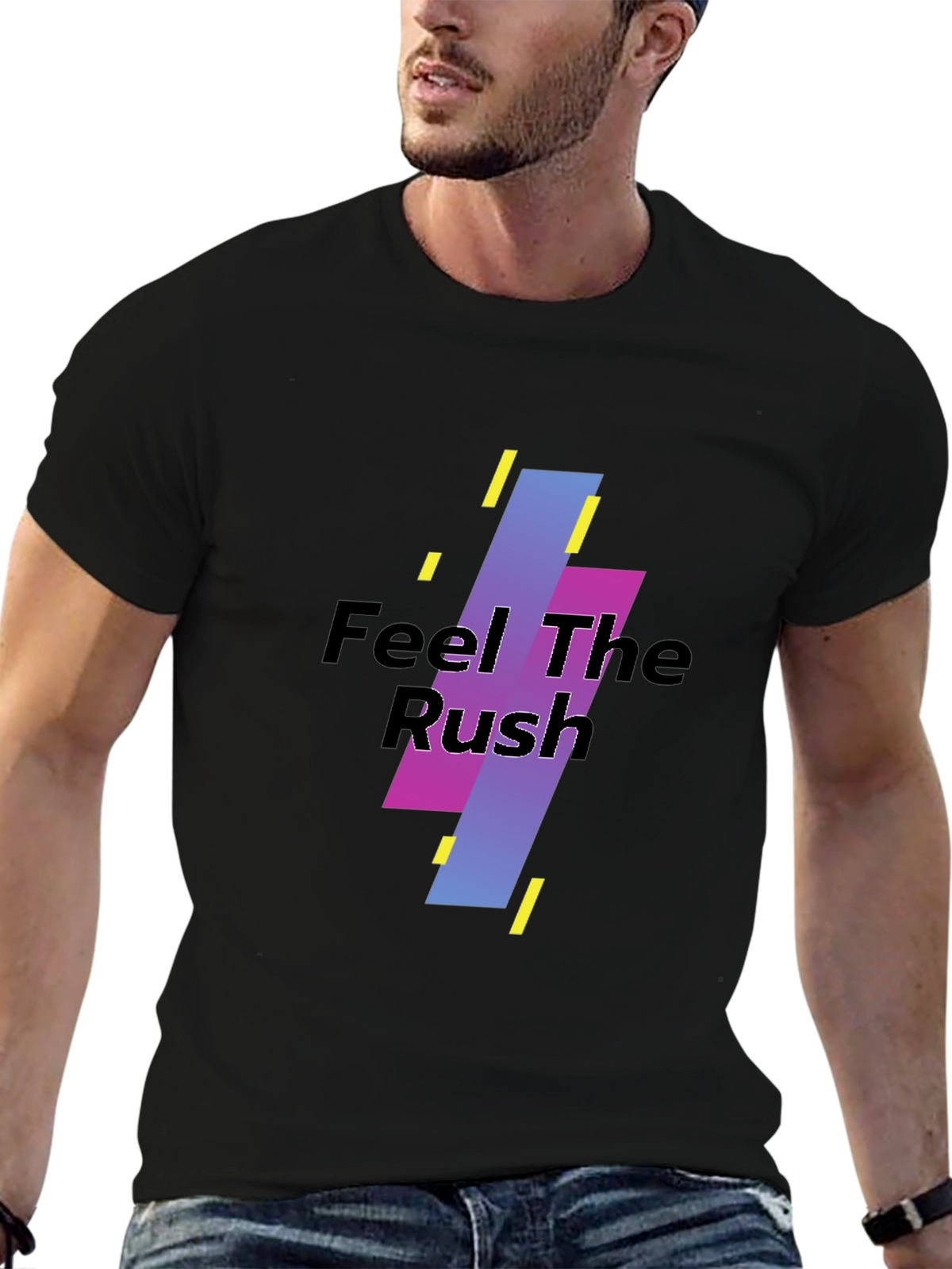 Feel The Rush Black Graphic Tee