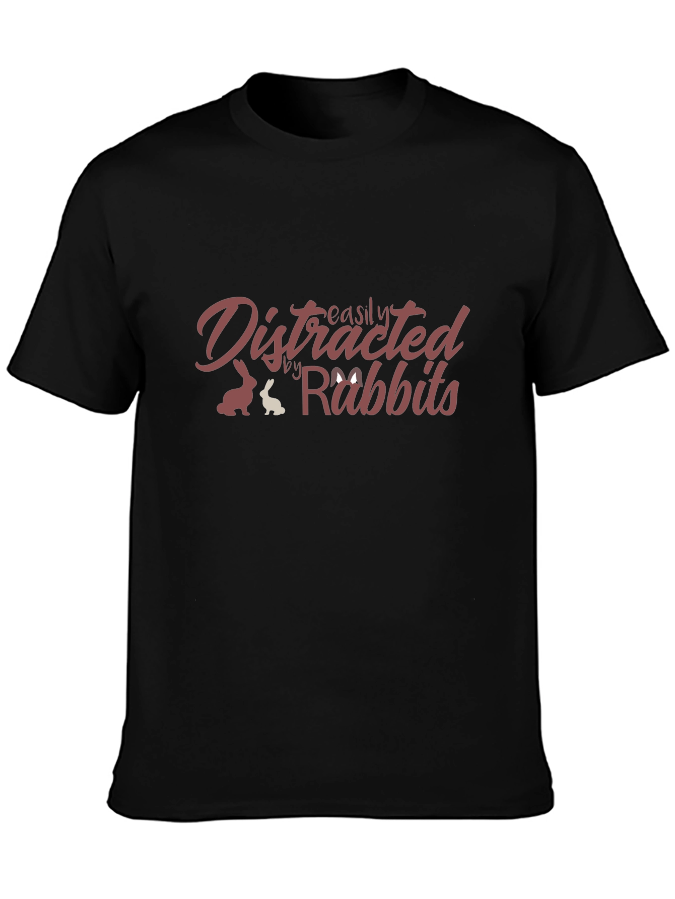 Easily Distracted By Rabbits Black Graphic Tee