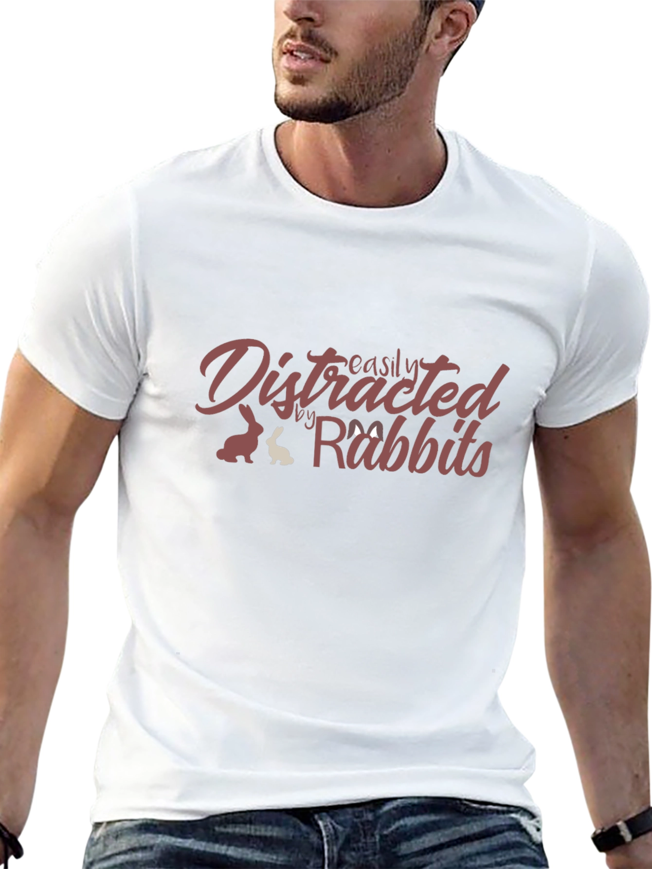 Easily Distracted By Rabbits Black Graphic Tee