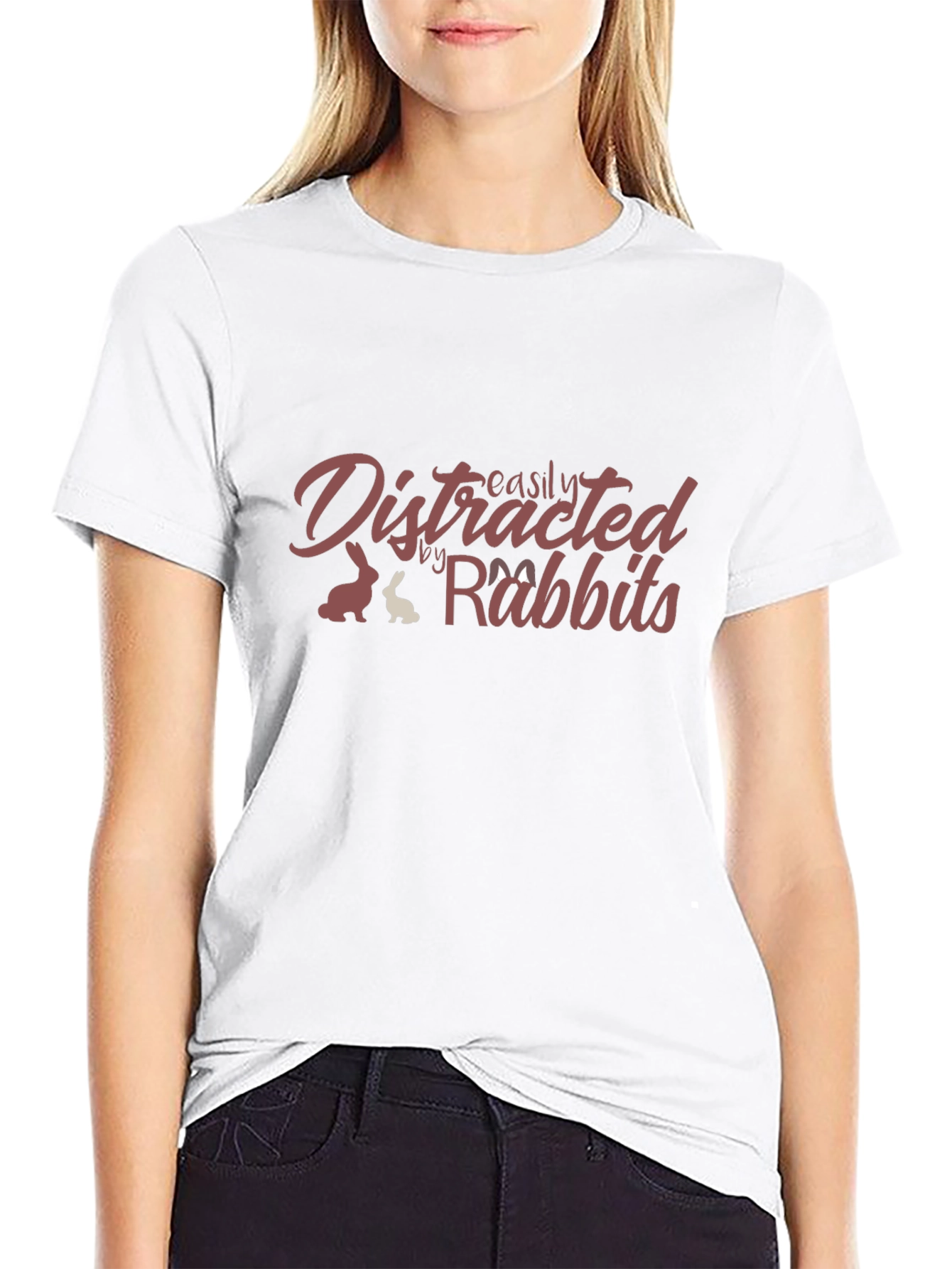 Easily Distracted By Rabbits Black Graphic Tee