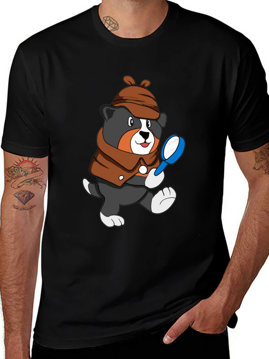Detective Dog T-Shirt - Cartoon Puppy Sleuth Tee
