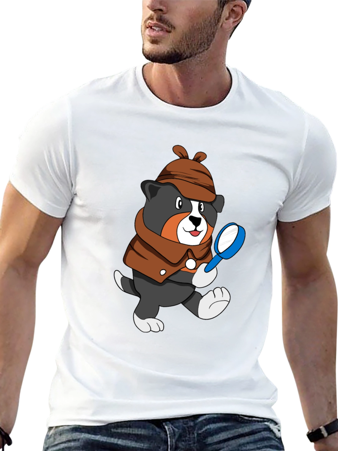Detective Dog T-Shirt - Cartoon Puppy Sleuth Tee