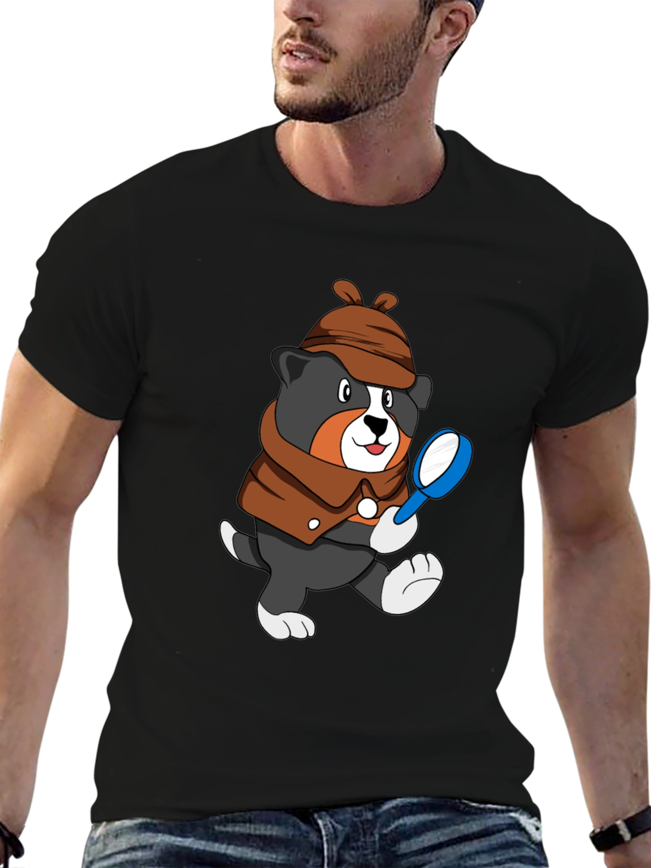 Detective Dog T-Shirt - Cartoon Puppy Sleuth Tee