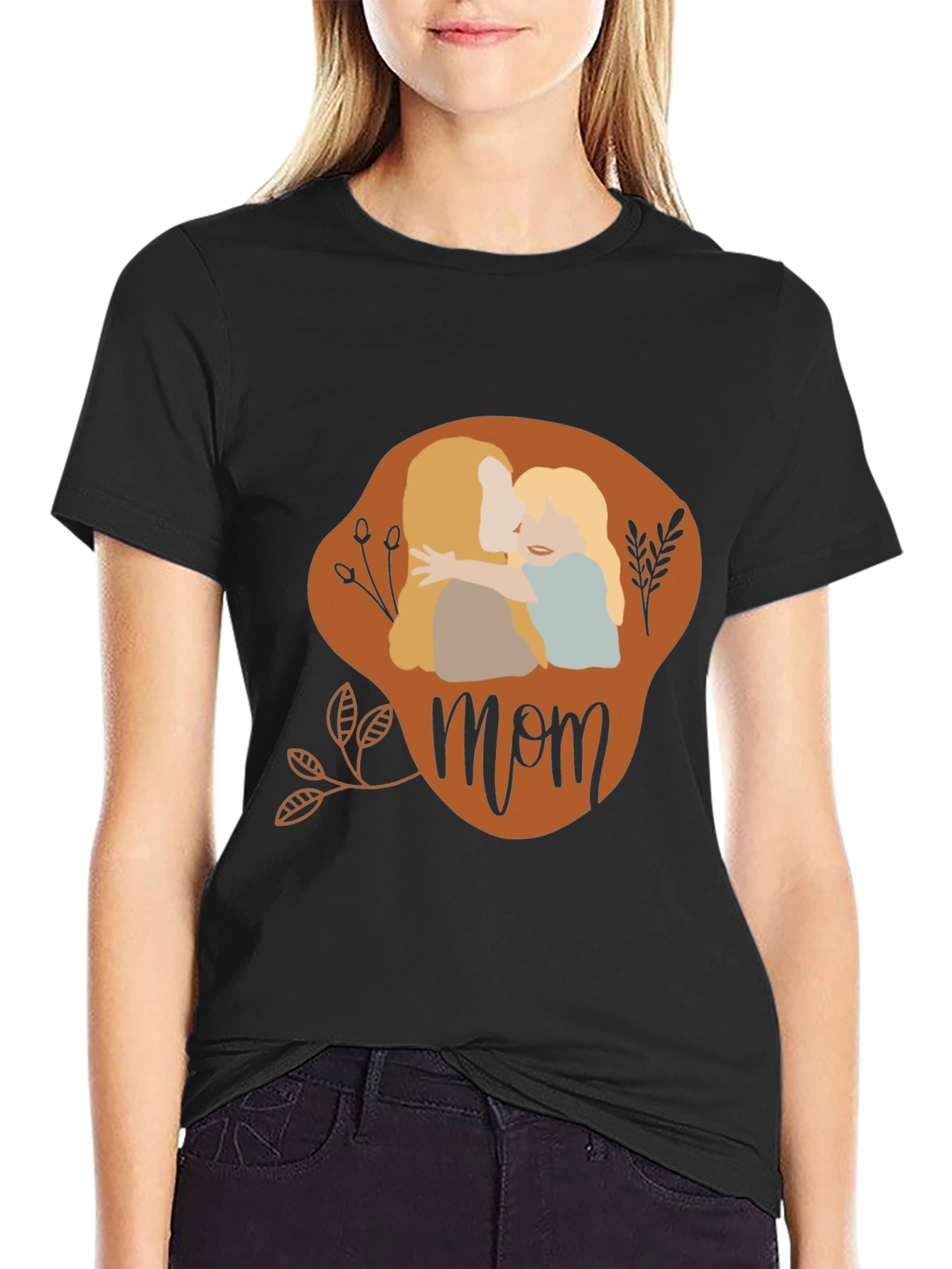 Mother and Child Mom Graphic Tee - Black