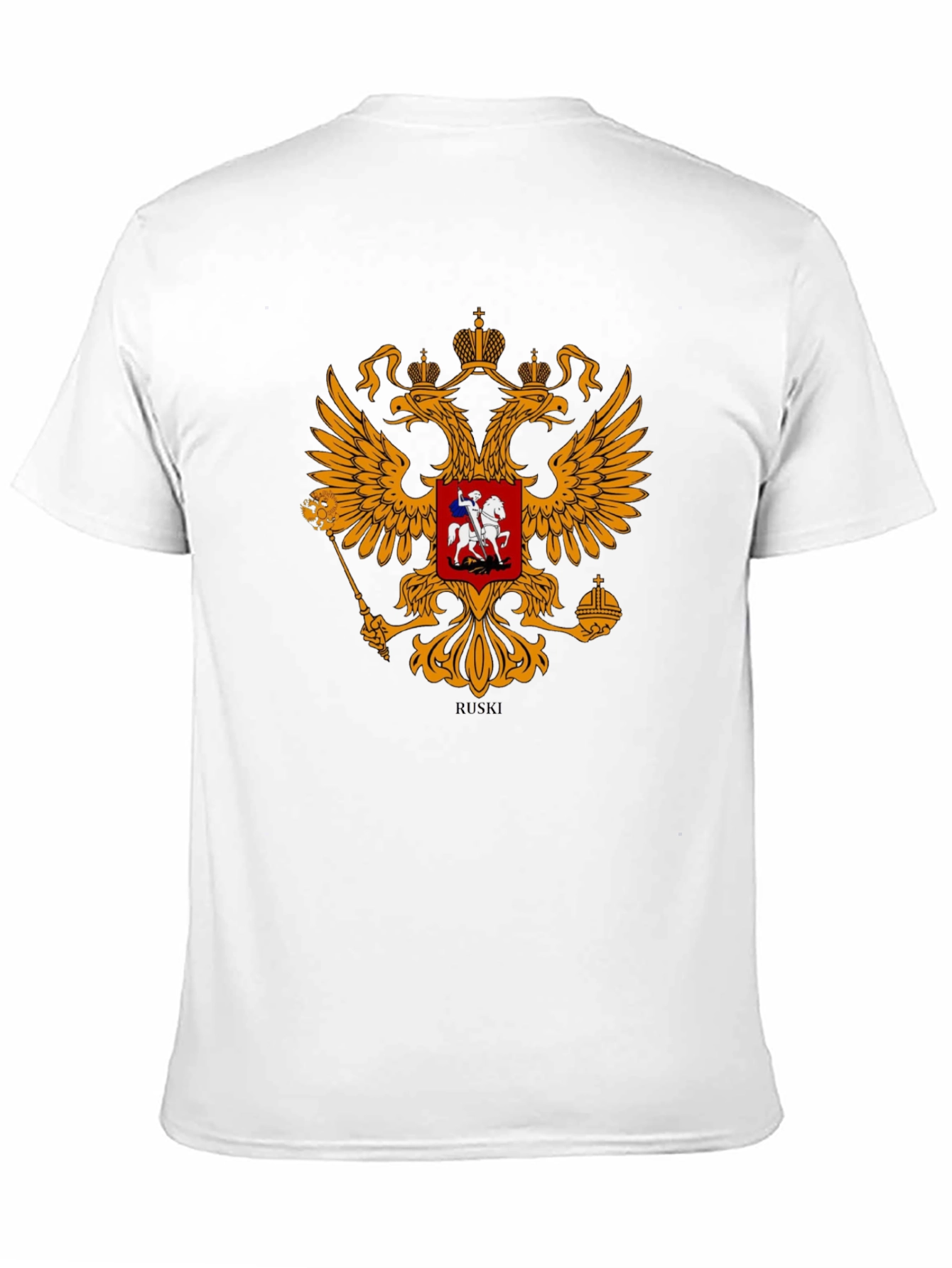 Black Tee with Russian Coat of Arms Graphic