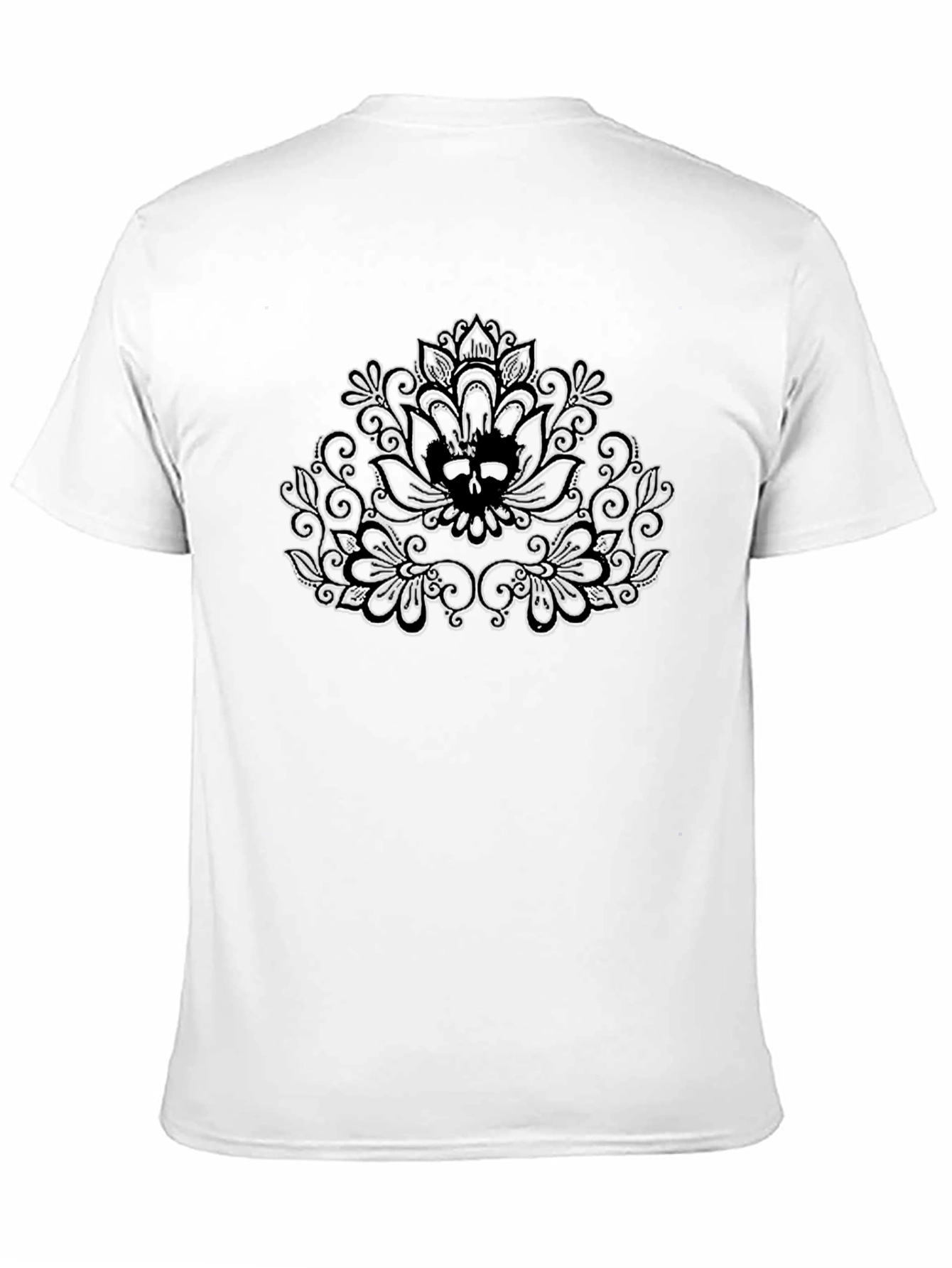Mens Black T-Shirt with Floral Design