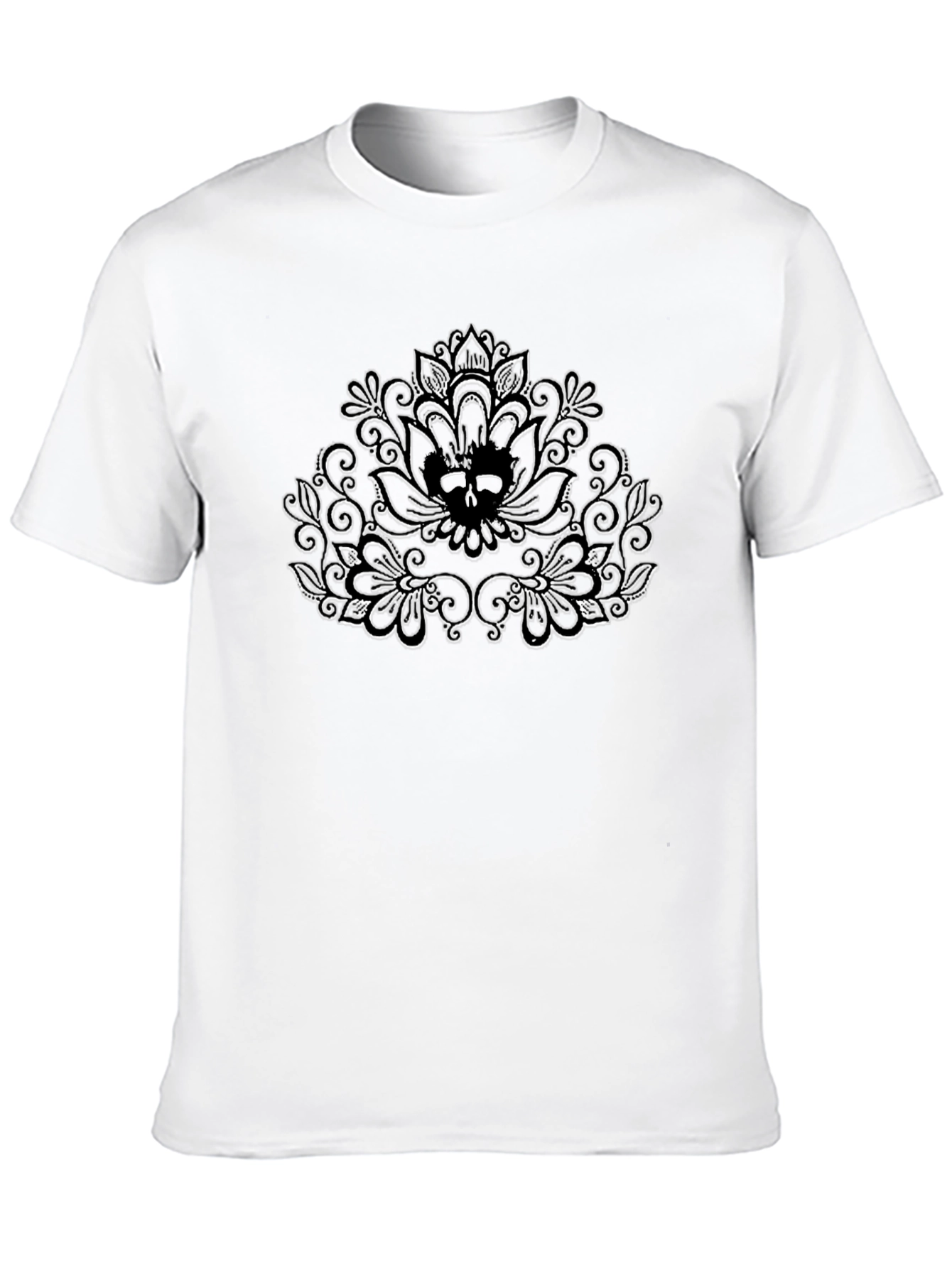 Mens Black T-Shirt with Floral Design